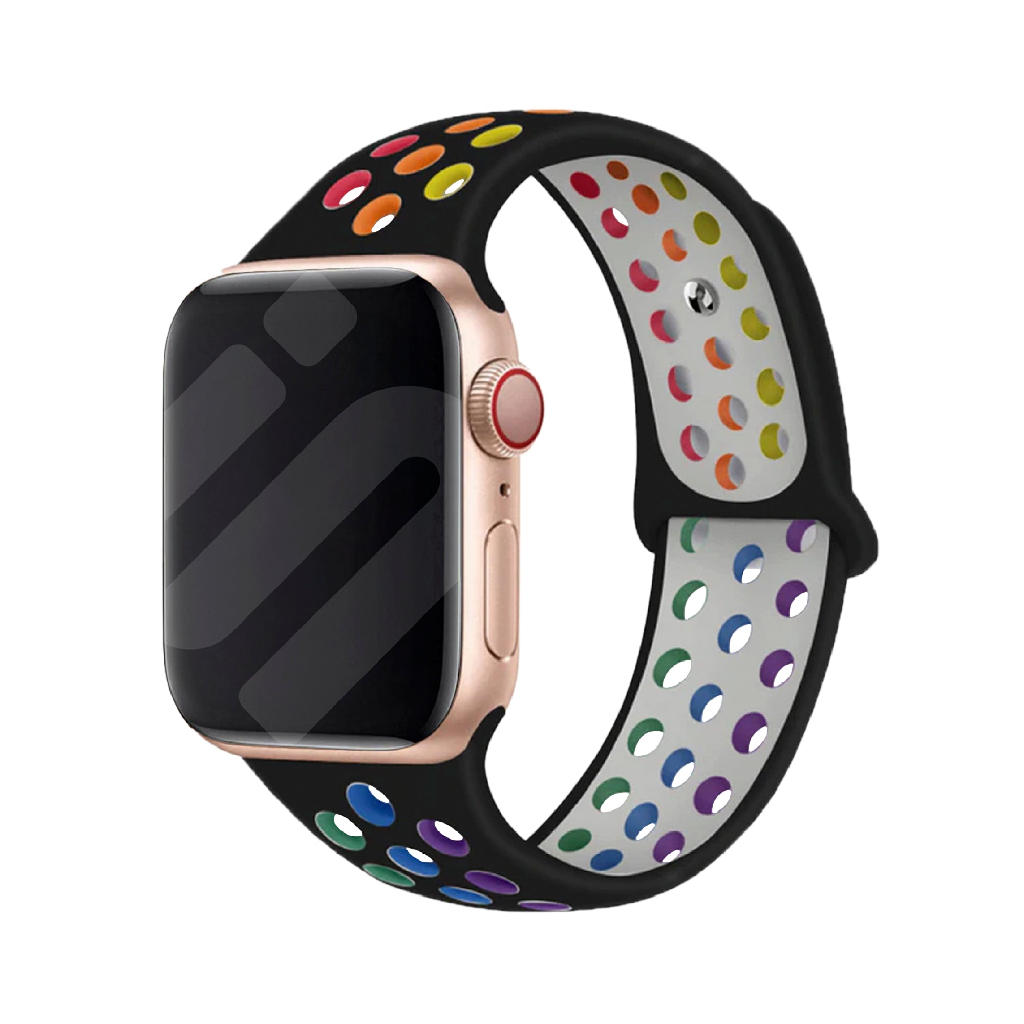 Correa deportiva Apple Watch (negra/arcoíris)