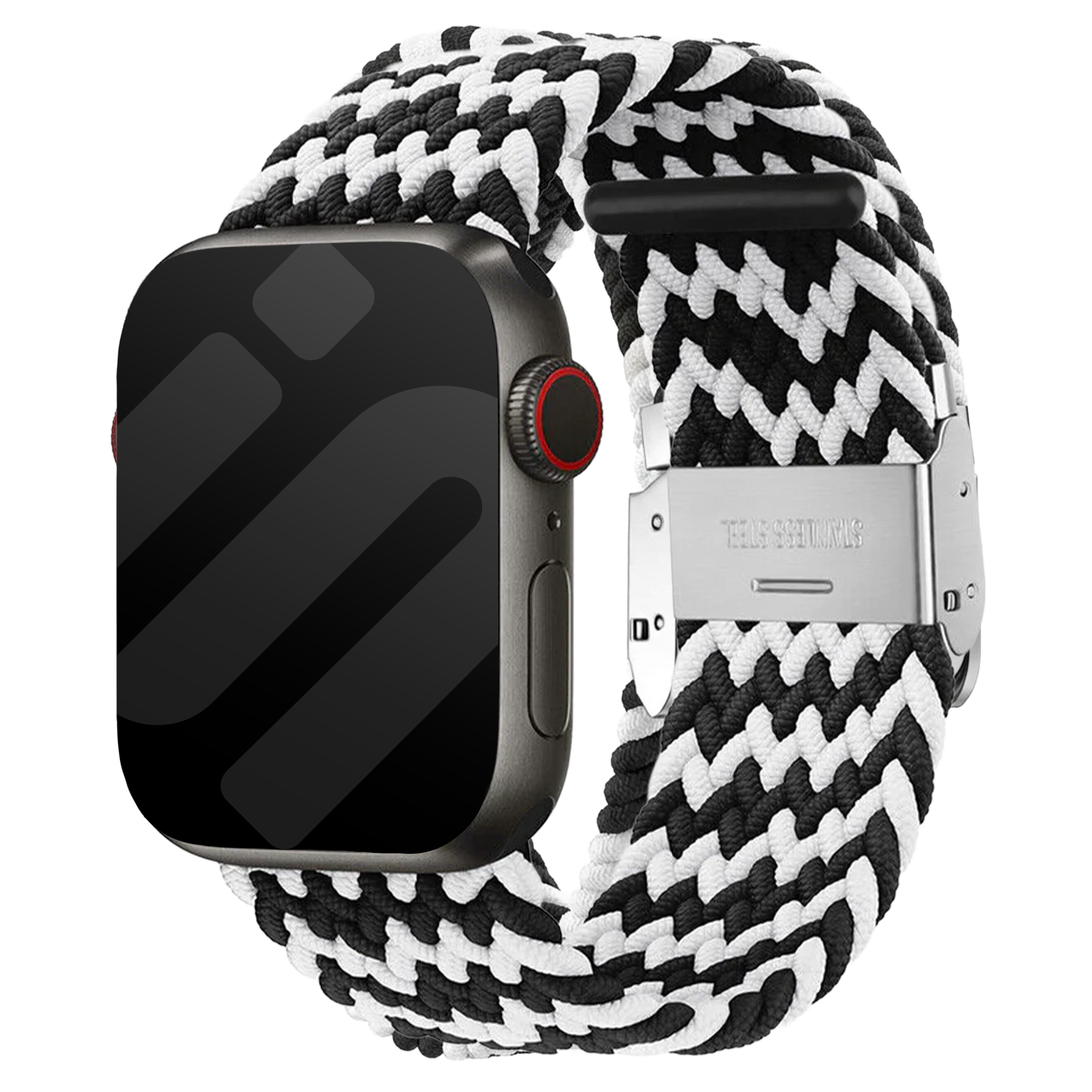 Correa trenzada Apple Watch (negro/blanco)