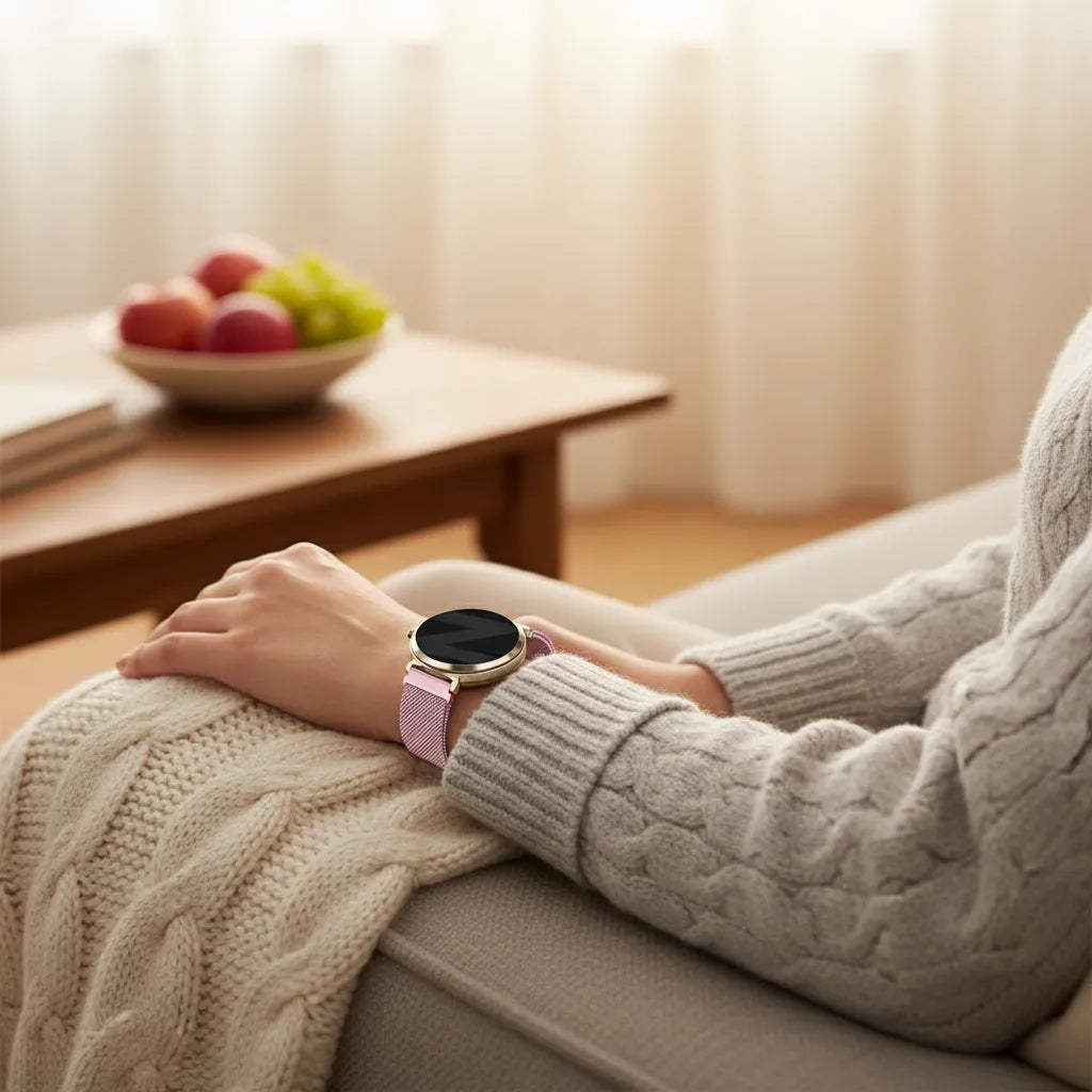 Bandz Pebble Round 2 - 14mm Milanese Loop Strap (Pink)