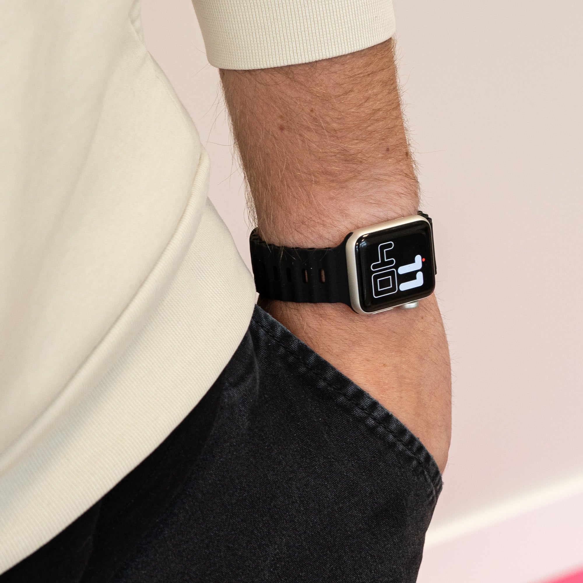 Correa Ocean para Apple Watch con cierre a presión (negro)