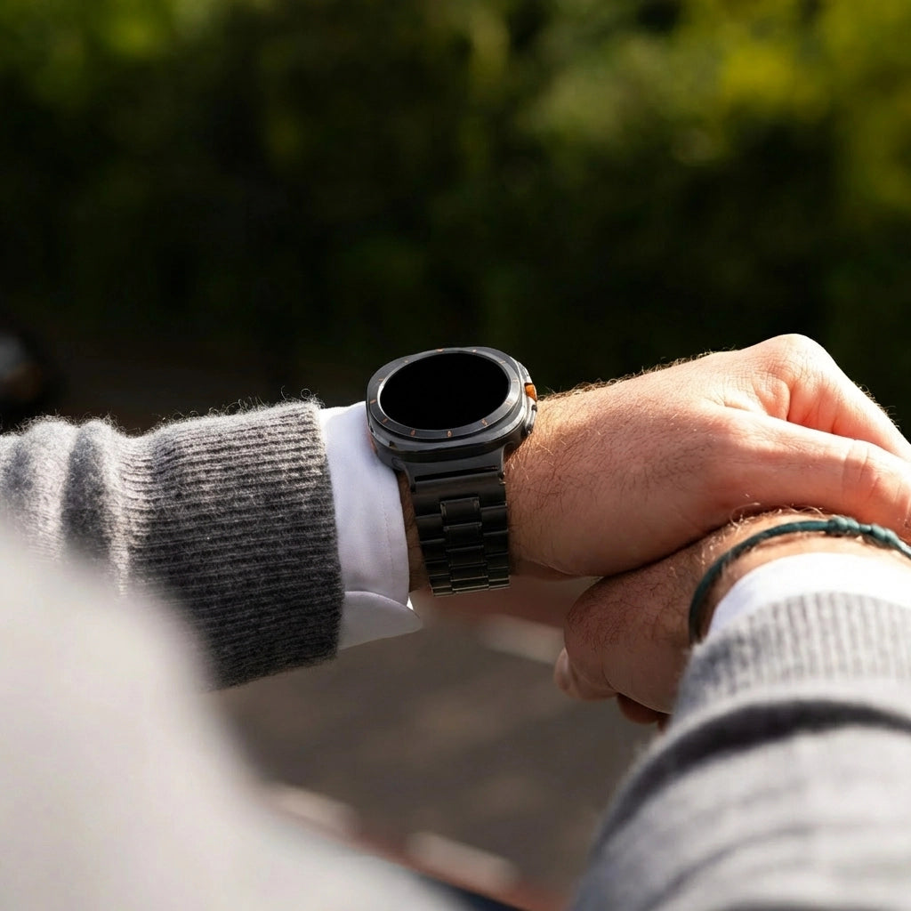 Bandz Samsung Galaxy Watch Ultra Steel Link Strap 'Deluxe' (Black)