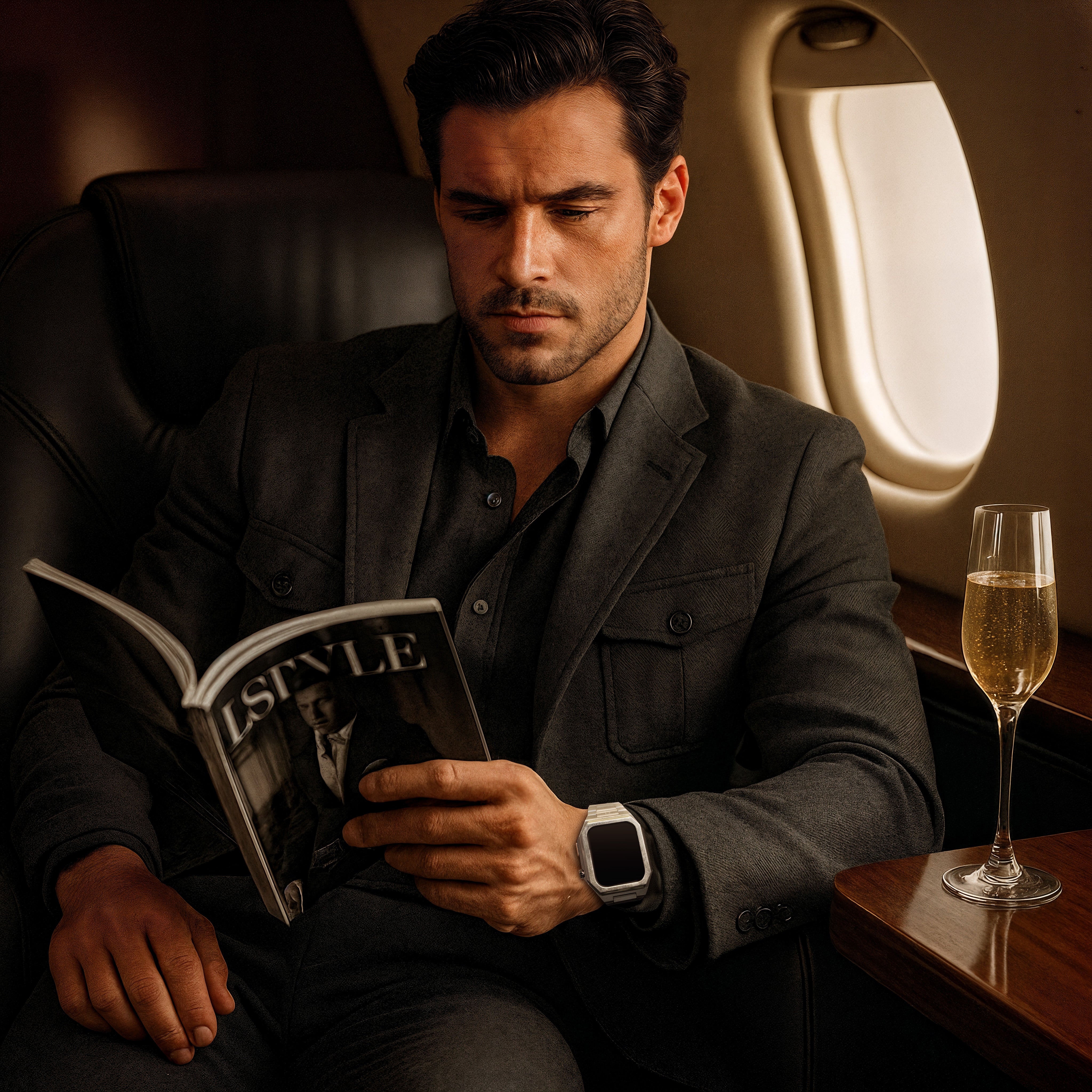 Reqior Funda con correa de acero 'Nautilus' Apple Watch 45mm (plateado)