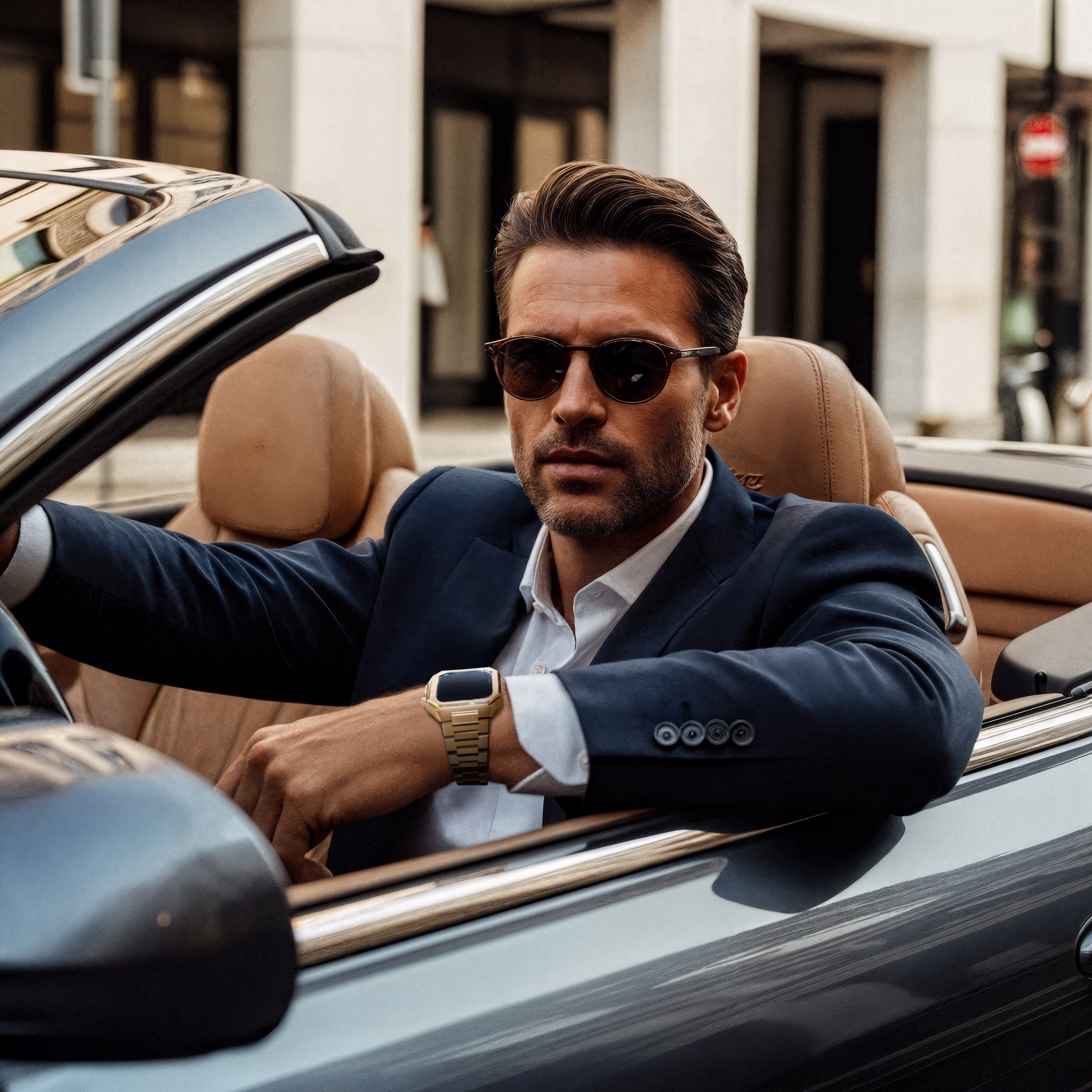 Reqior Apple Watch 45mm Case with Steel Strap 'Nautilus' (Gold)