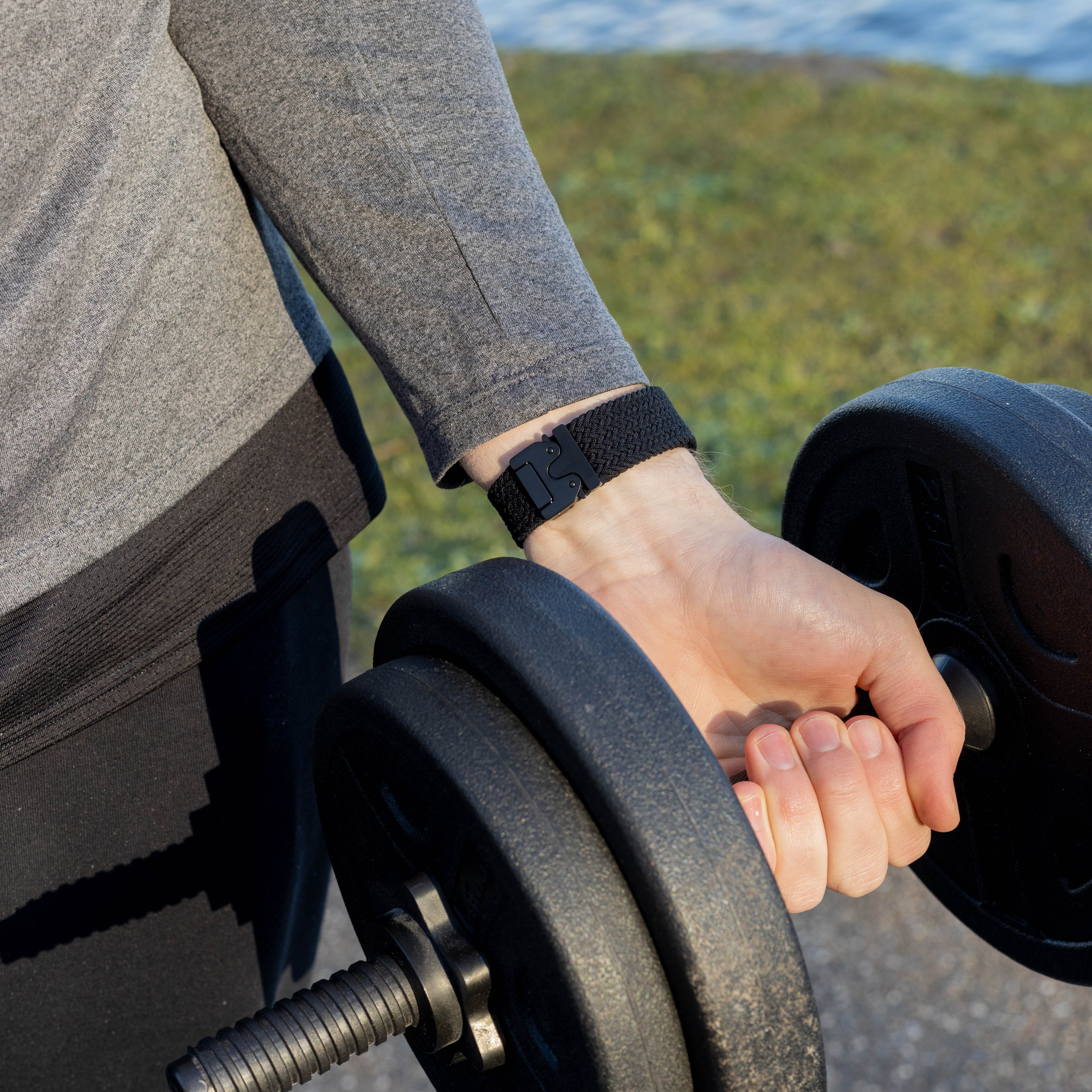 Bandz Correa nylon trenzada con P-buckle Apple Watch (negra)