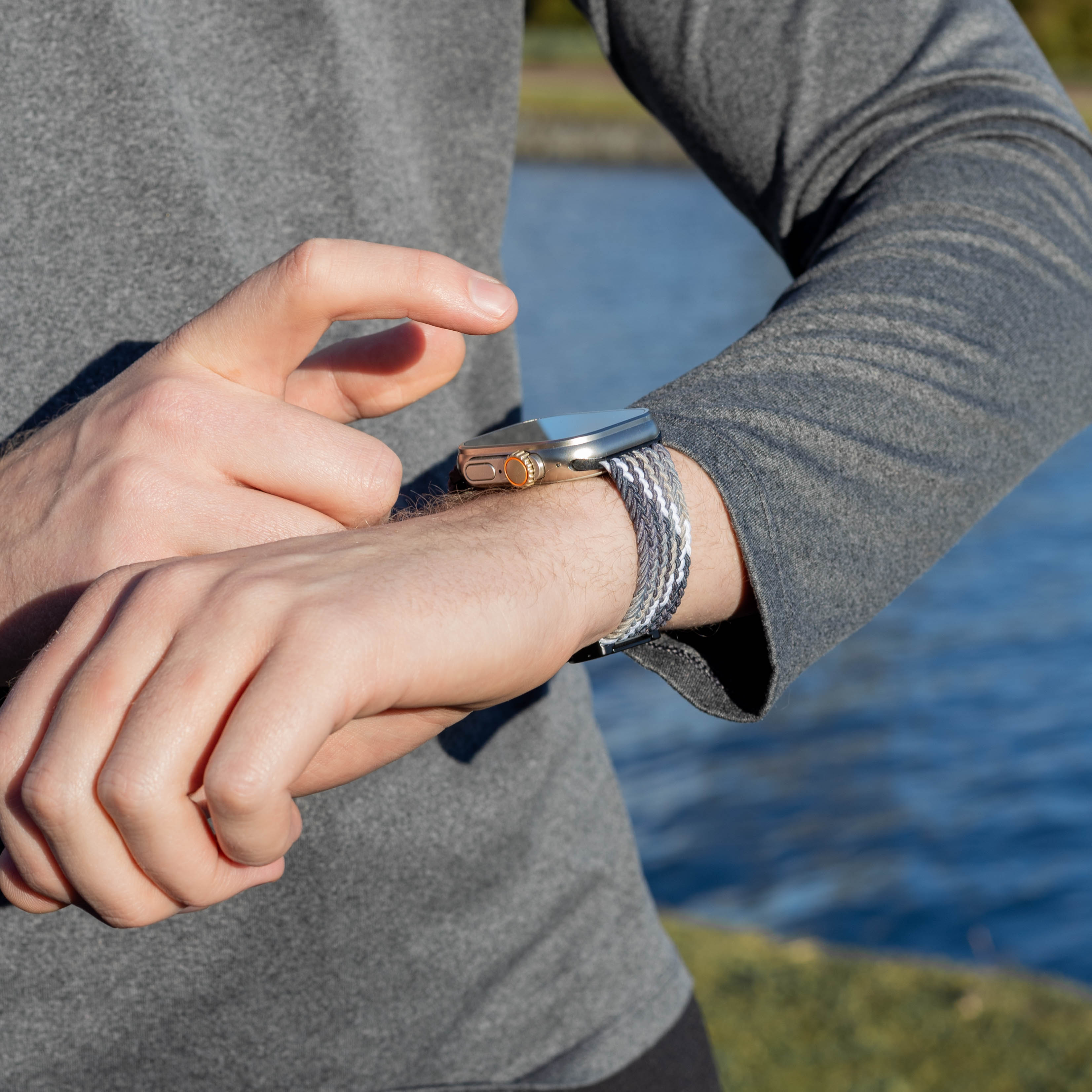 Bandz Correa nylon trenzada con P-buckle Apple Watch (mandala negra)