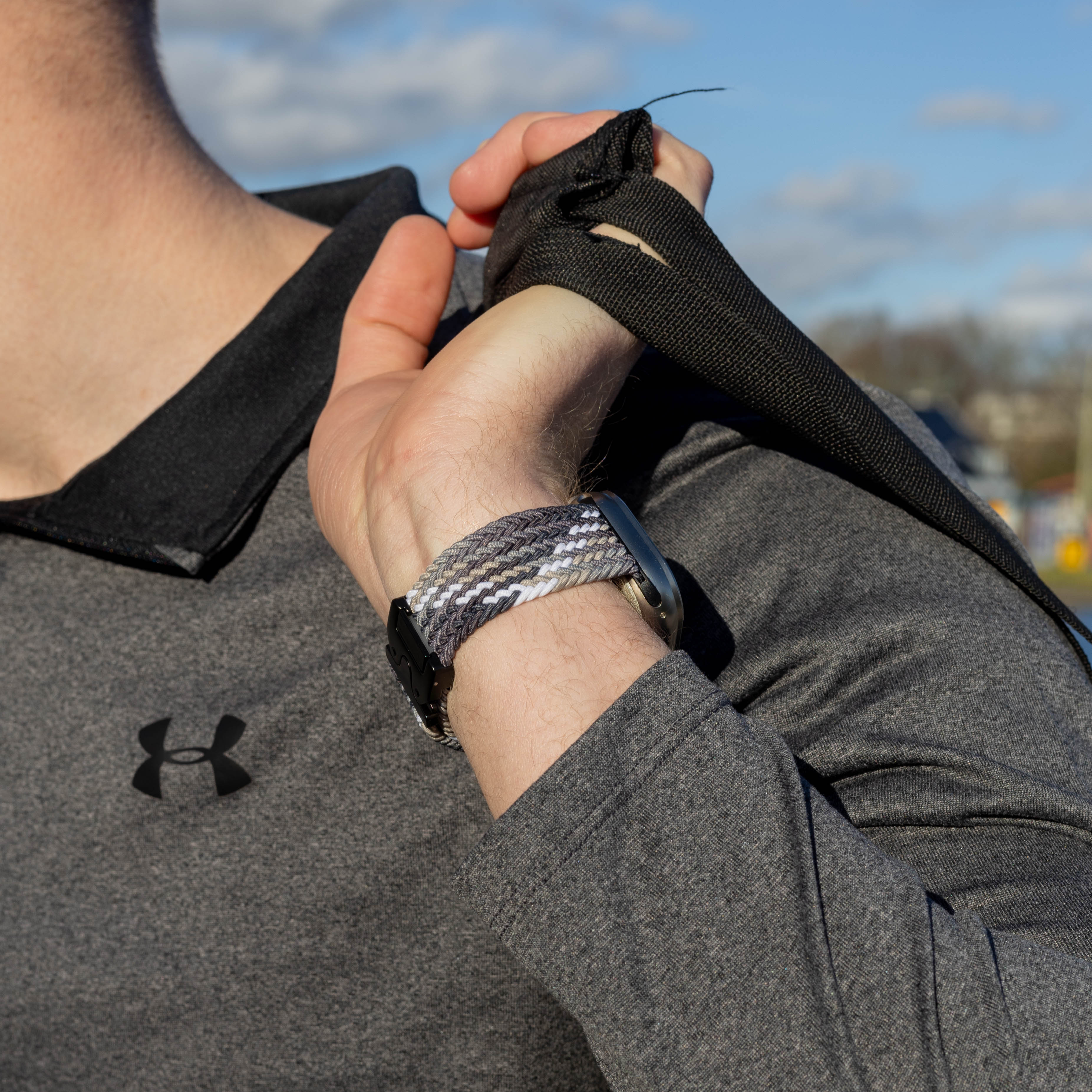 Bandz Correa nylon trenzada con P-buckle Apple Watch (mandala negra)