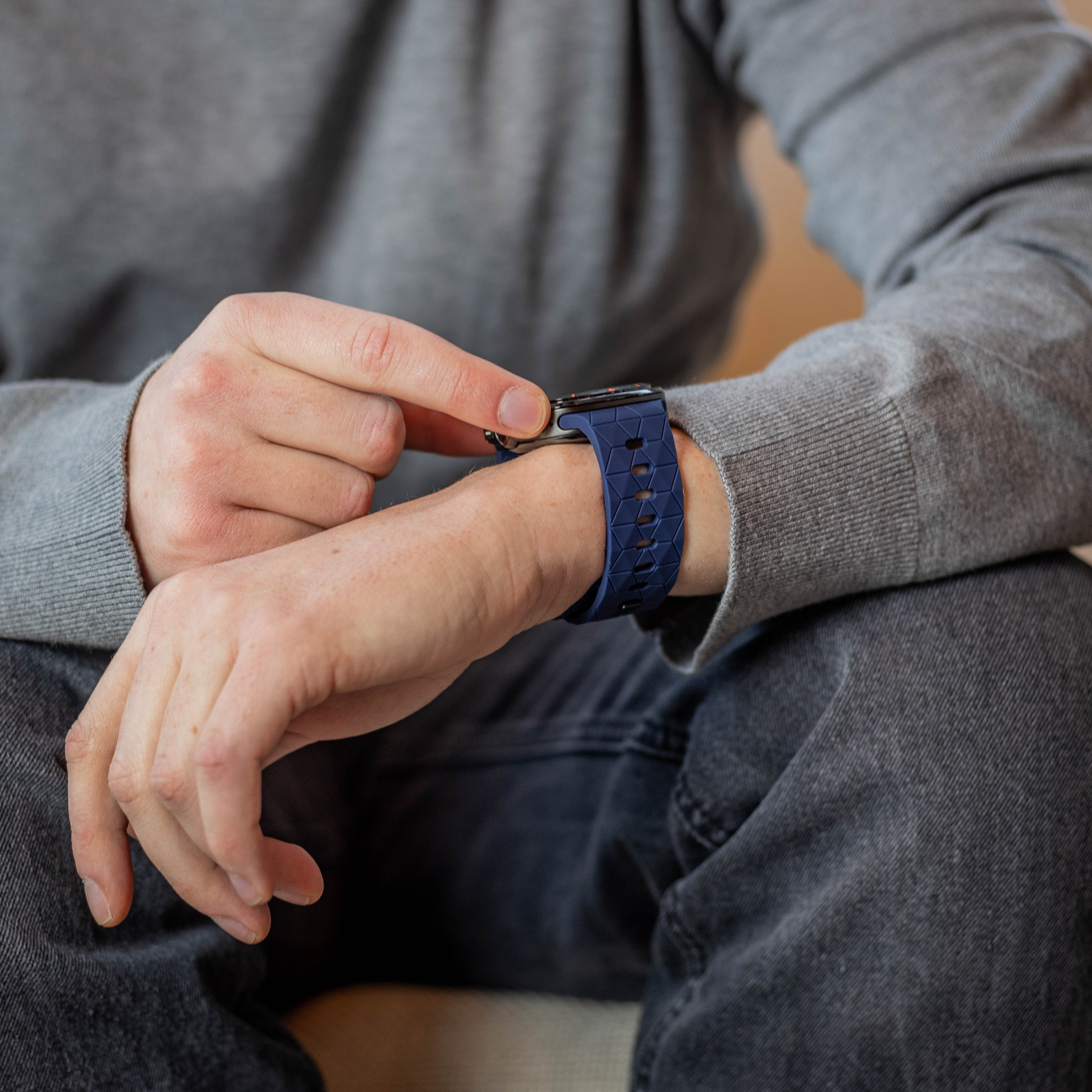 Bandz Samsung Galaxy Watch Ultra Silicone Strap 'Hexagons' (Dark Blue)