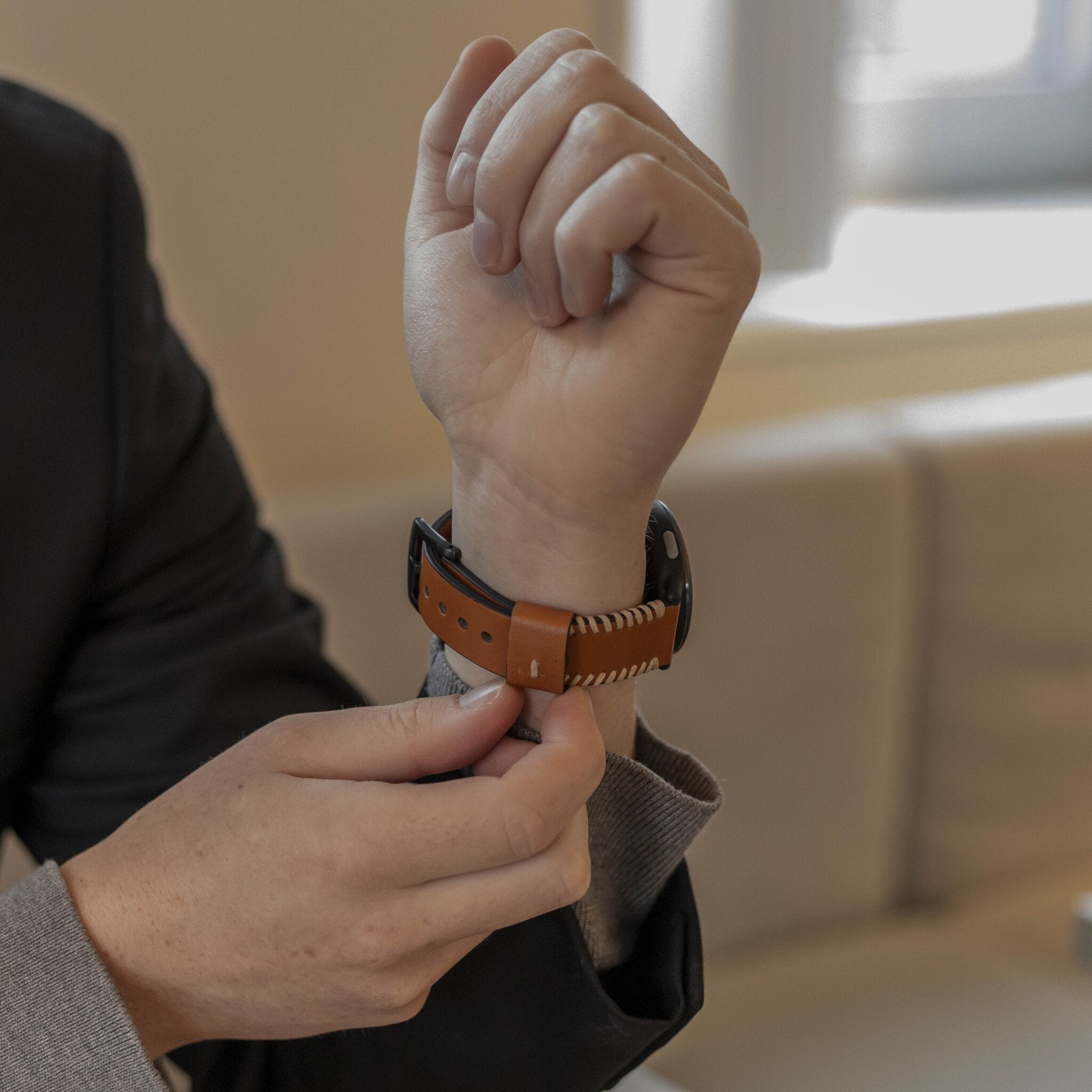 Oppo Watch X2 Stitched Leather Strap (Brown)