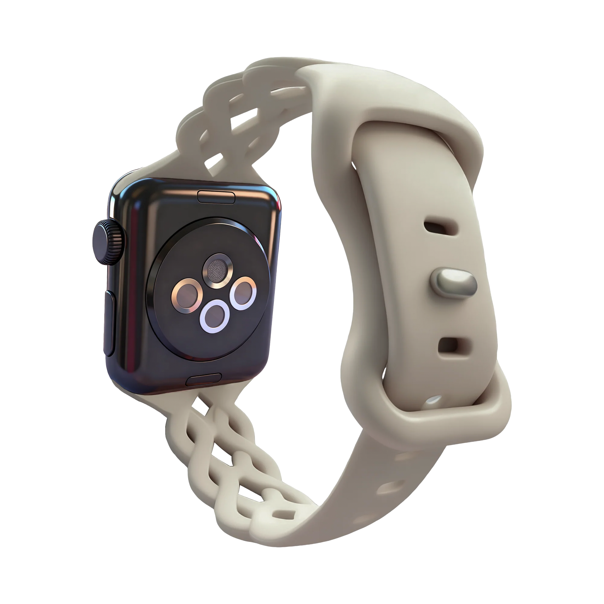 Bandz Apple Watch Silicone Strap 'Braided' (Light Beige)