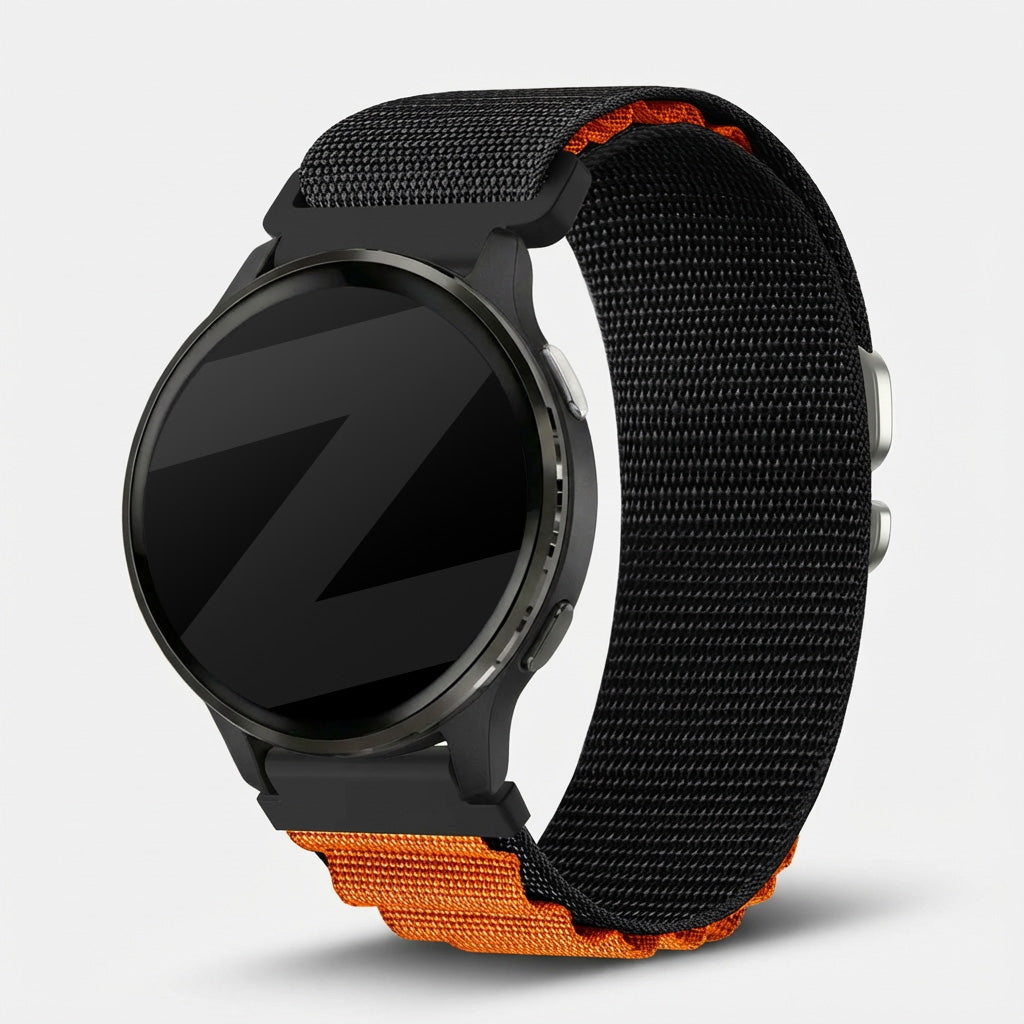 Bandz Correa nylon Alpine Garmin Vivoactive 5 (negro/naranja)
