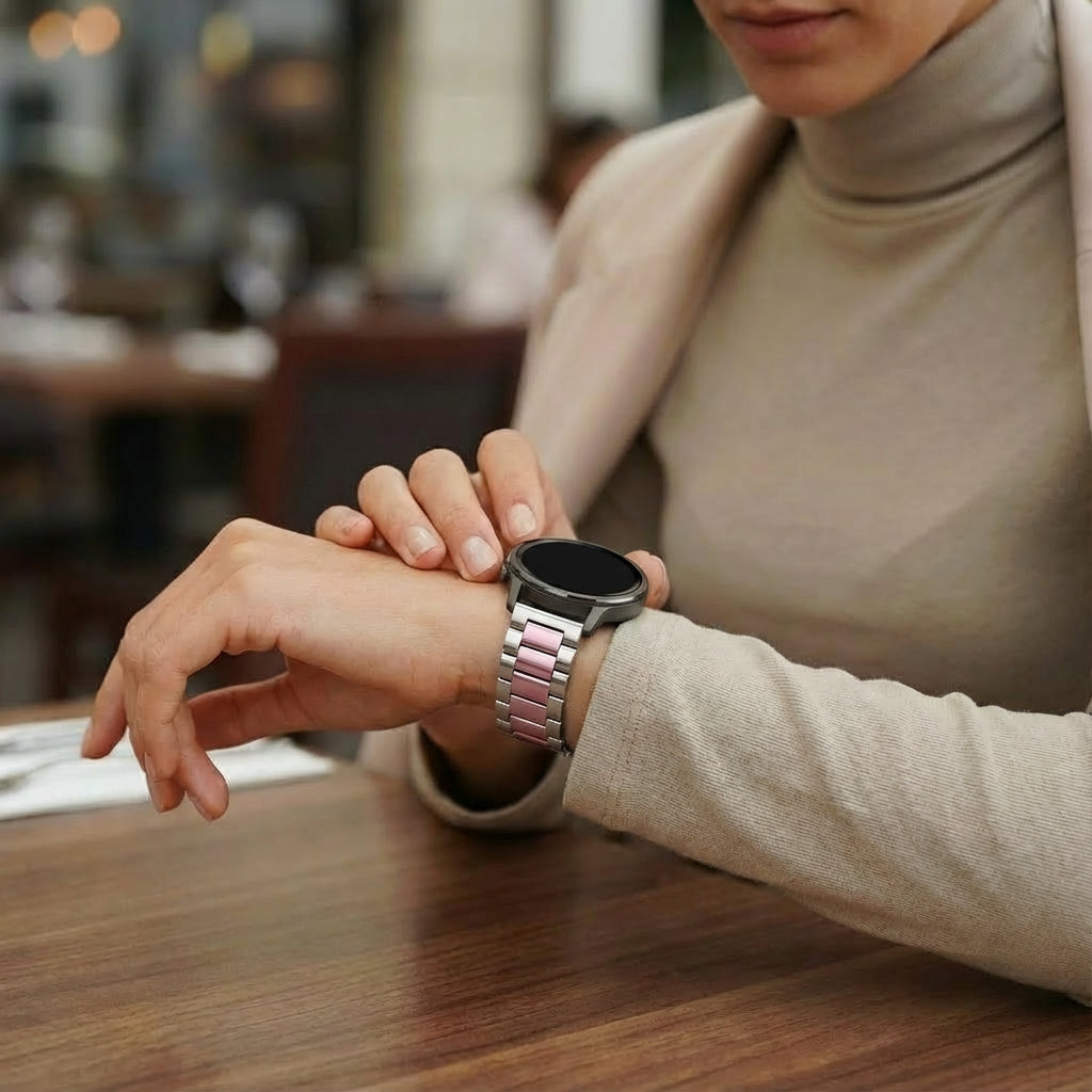 Bandz Correa acero 'Classic' Garmin Vivomove Trend (plateado/rosa)