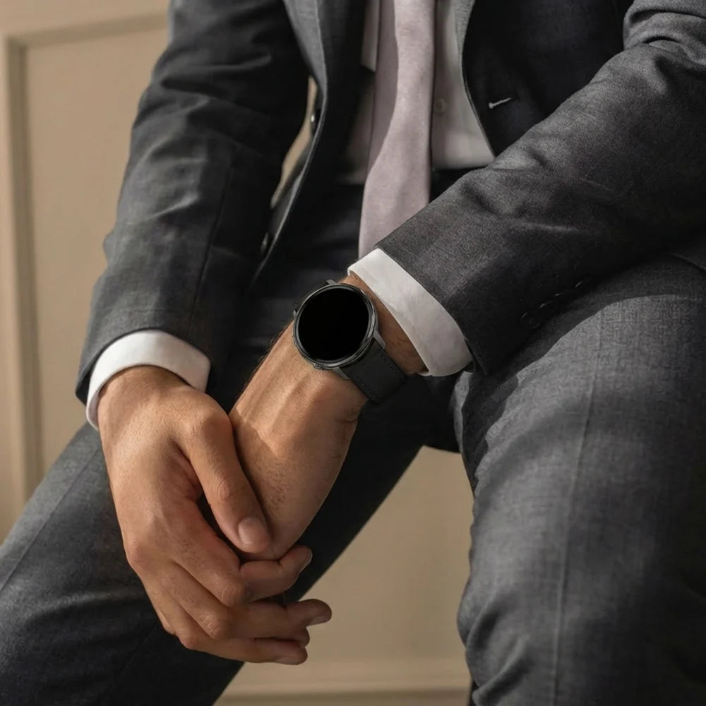 Bandz Garmin Venu Leather Strap 'Hybrid' (Black)