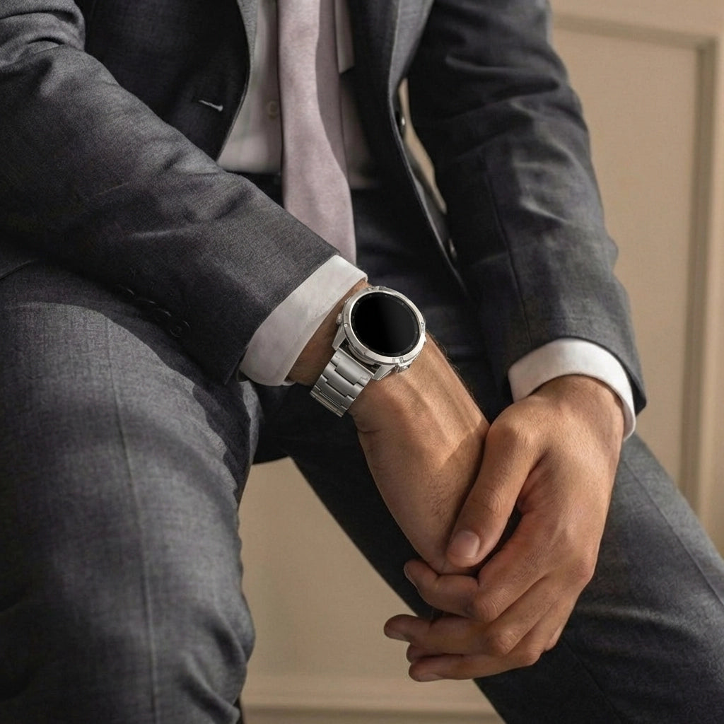 Correa titanio híbrida Garmin Forerunner 970 (plata)