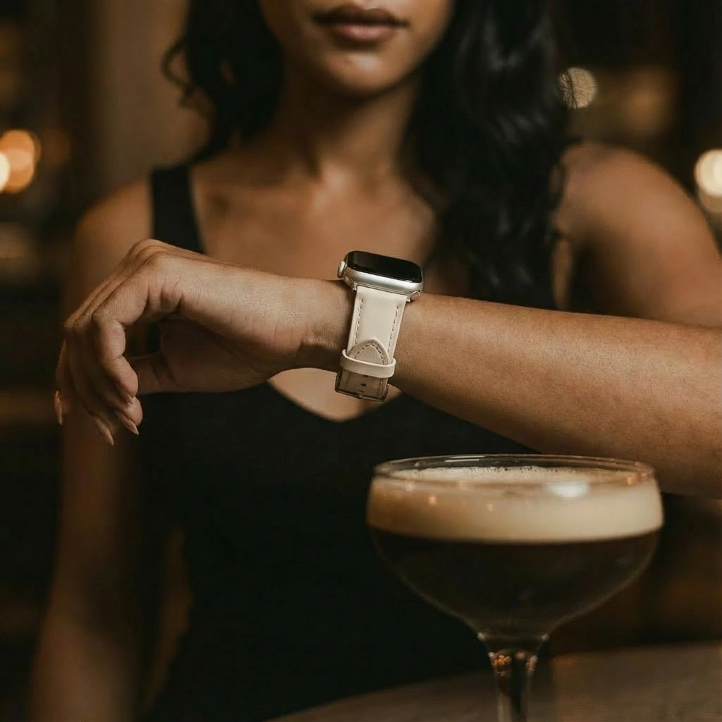 Correa cuero 'Slimfit' Apple Watch (beige claro)