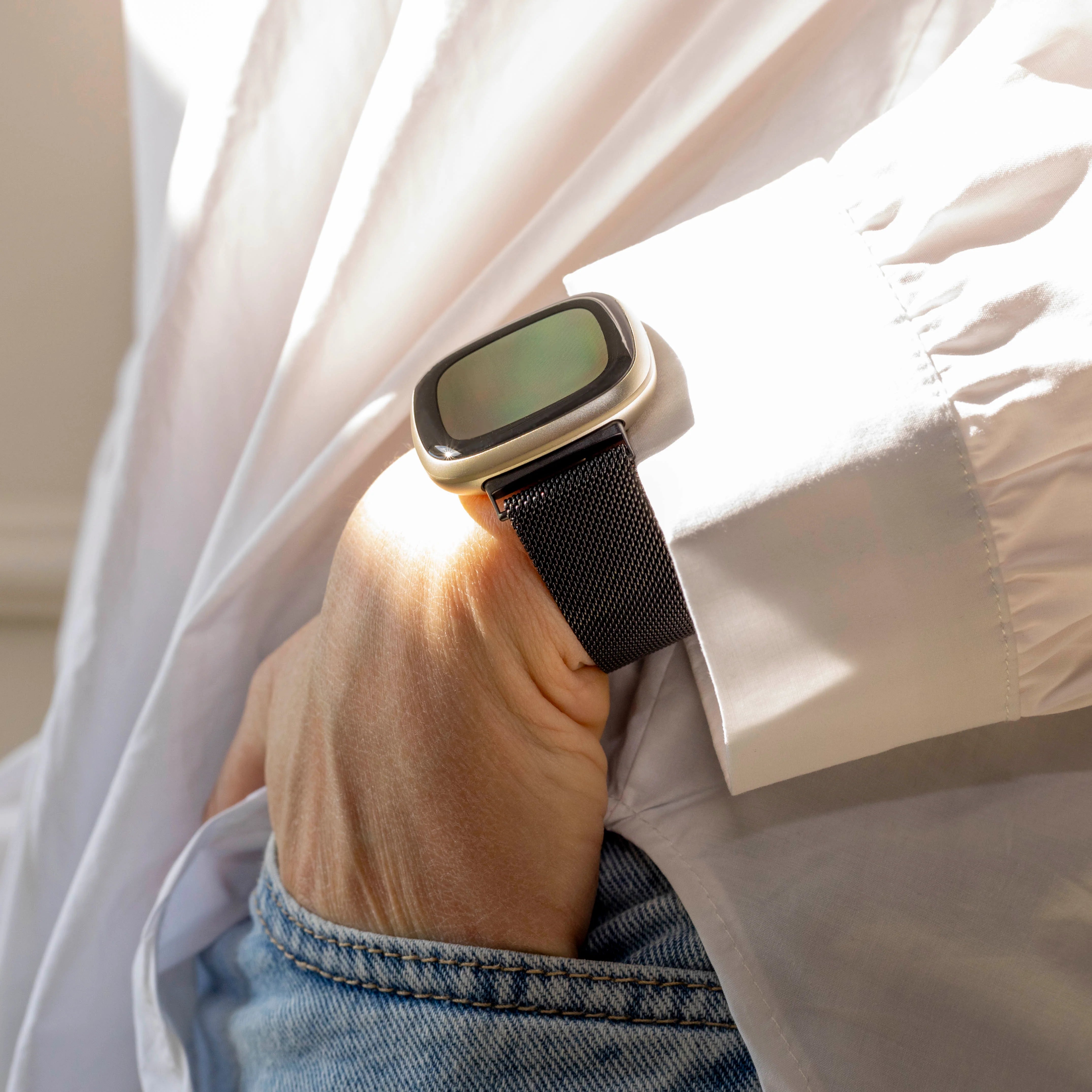 Correa milanesa Fitbit Sense 2 (negro)