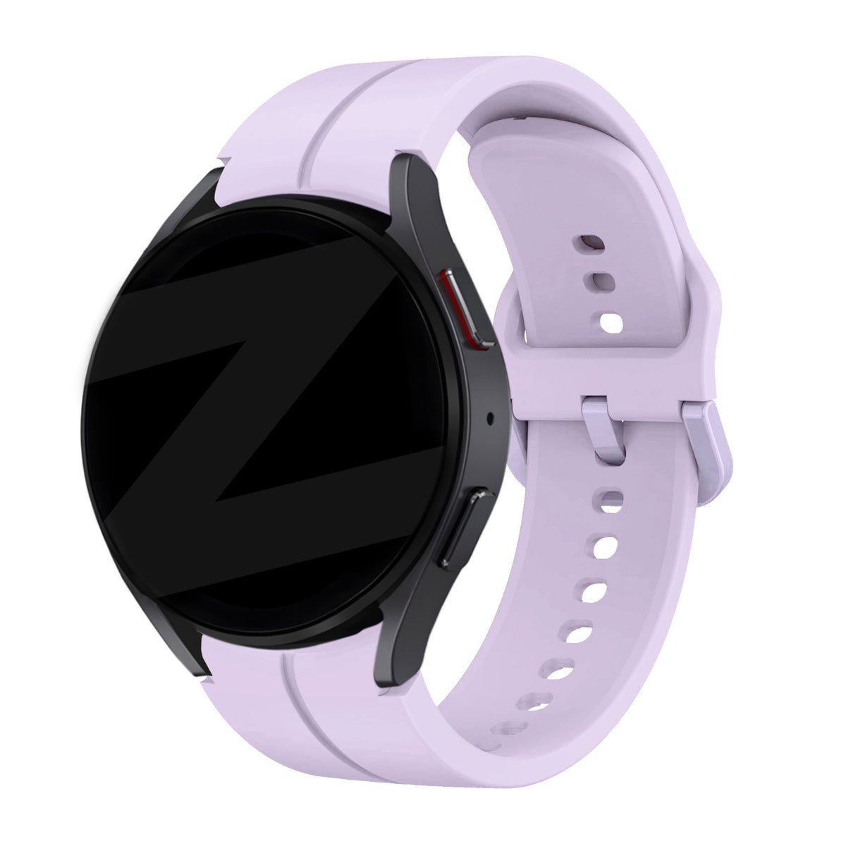 Silicone Strap 'Extreme', light purple, on a watch, 3/4 front view
