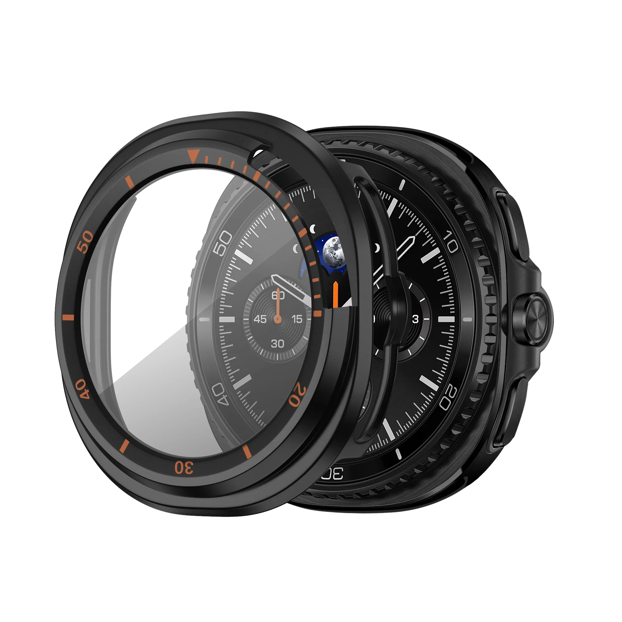Bandz Funda Bezel con vidrio Samsung Galaxy Watch 8 Classic (negro/naranja)