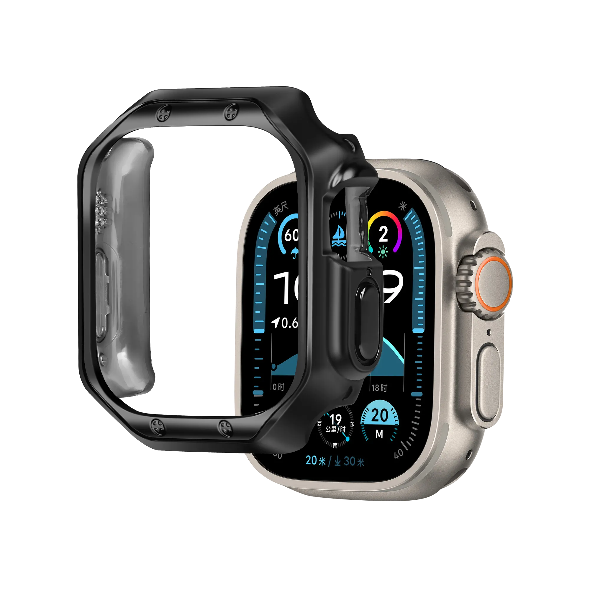 Bandz Apple Watch Ultra - 49mm Galvanized TPU Case (Black)