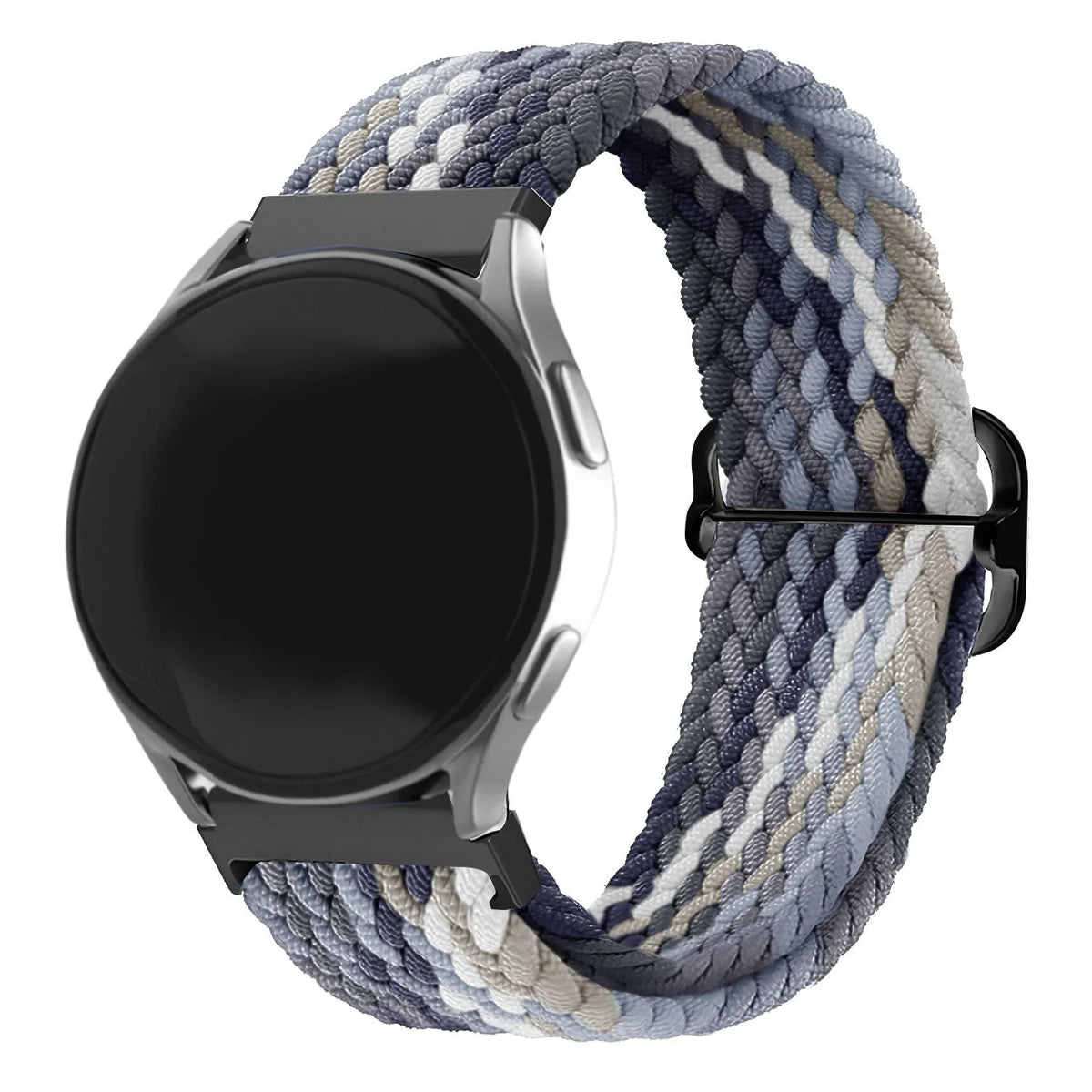 Nylon Adjustable Braided Strap, slate, on a watch, 3/4 front view