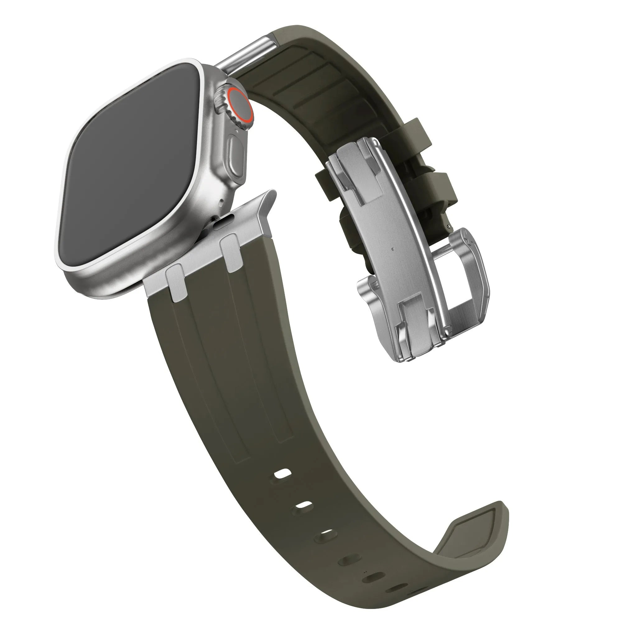 BALR. Correa de silicona Apple Watch Ultra Liquid (marrón/plata)