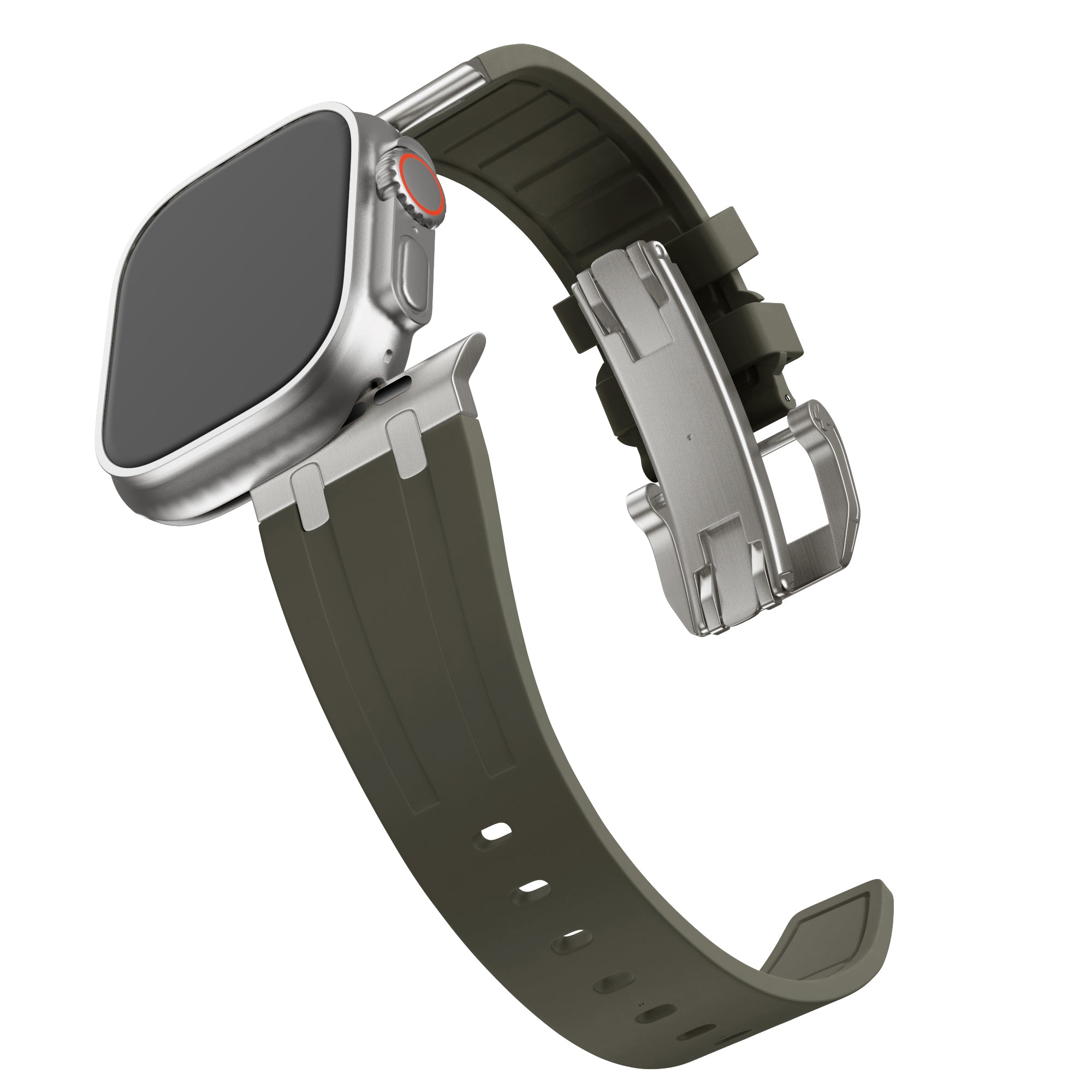 Bandz Correa silicona 'Luxe Liquid' Apple Watch Ultra (marrón con titanio)
