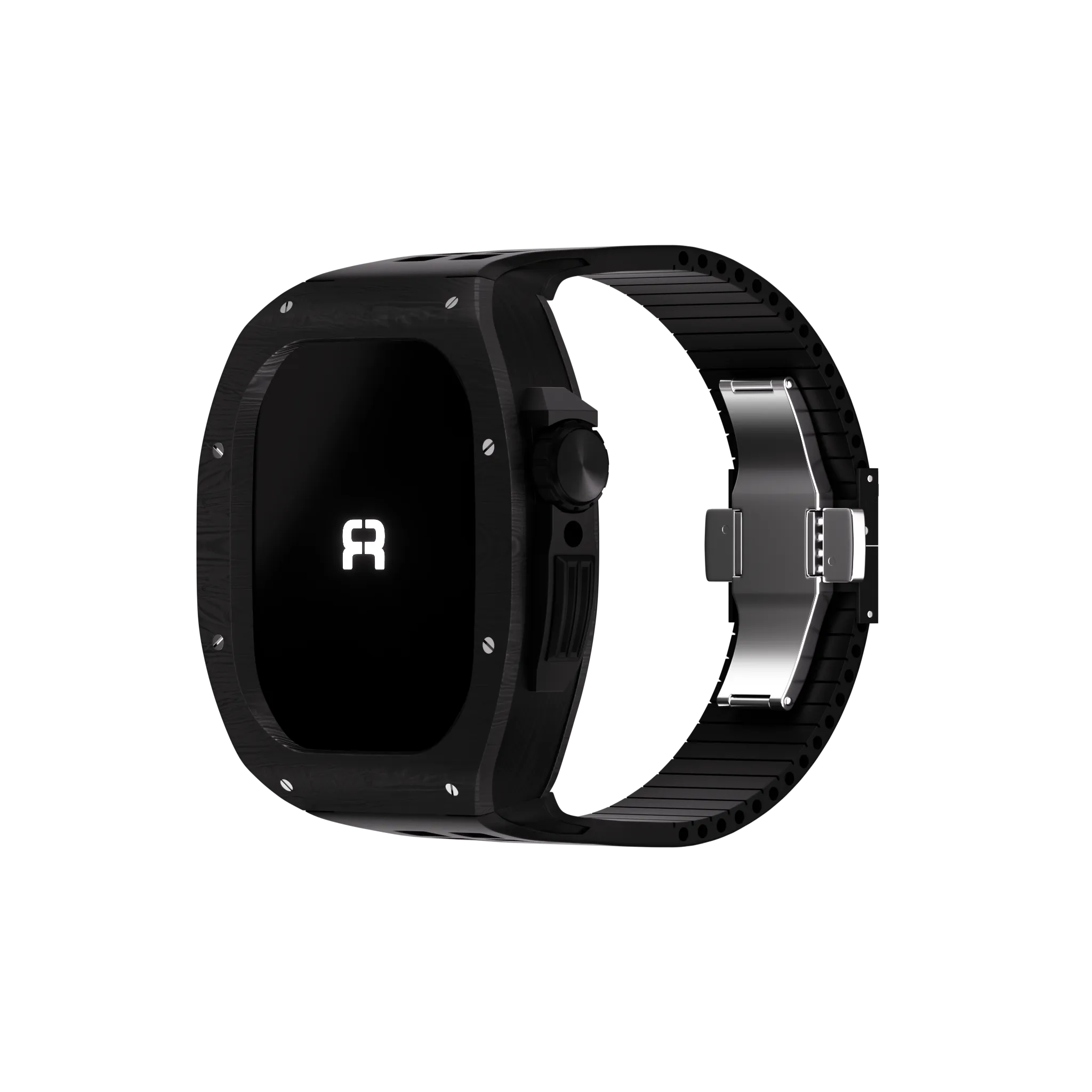 Reqior Funda de polímero con correa de goma Apple Watch 45mm (carbón negro)