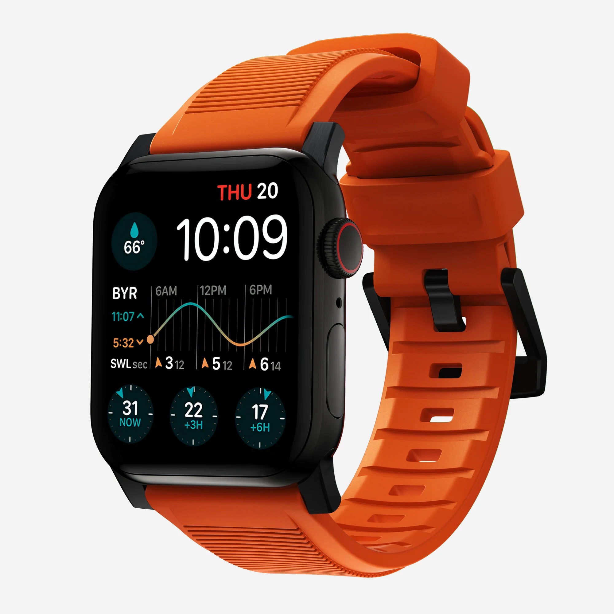 Nomad Correa de silicona resistente Apple Watch (negro/ultra naranja)