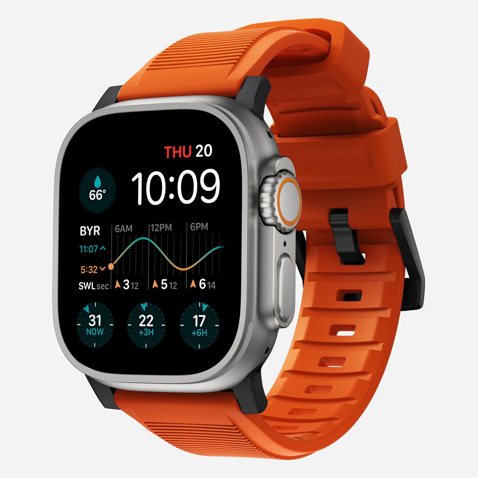 Nomad Correa de silicona resistente Apple Watch (negro/ultra naranja)
