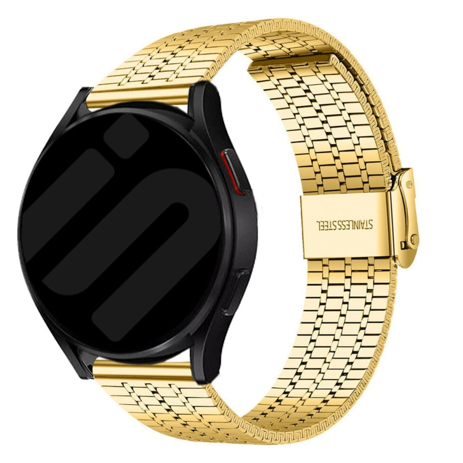 Fine Steel Strap, gold, on a watch, 3/4 front view