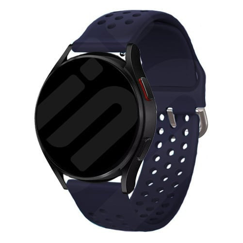 Breathable Silicone Strap, dark blue, on a watch, 3/4 front view