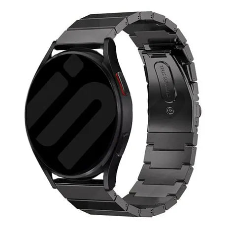 Premium Metal Strap, black, on a watch, 3/4 front view