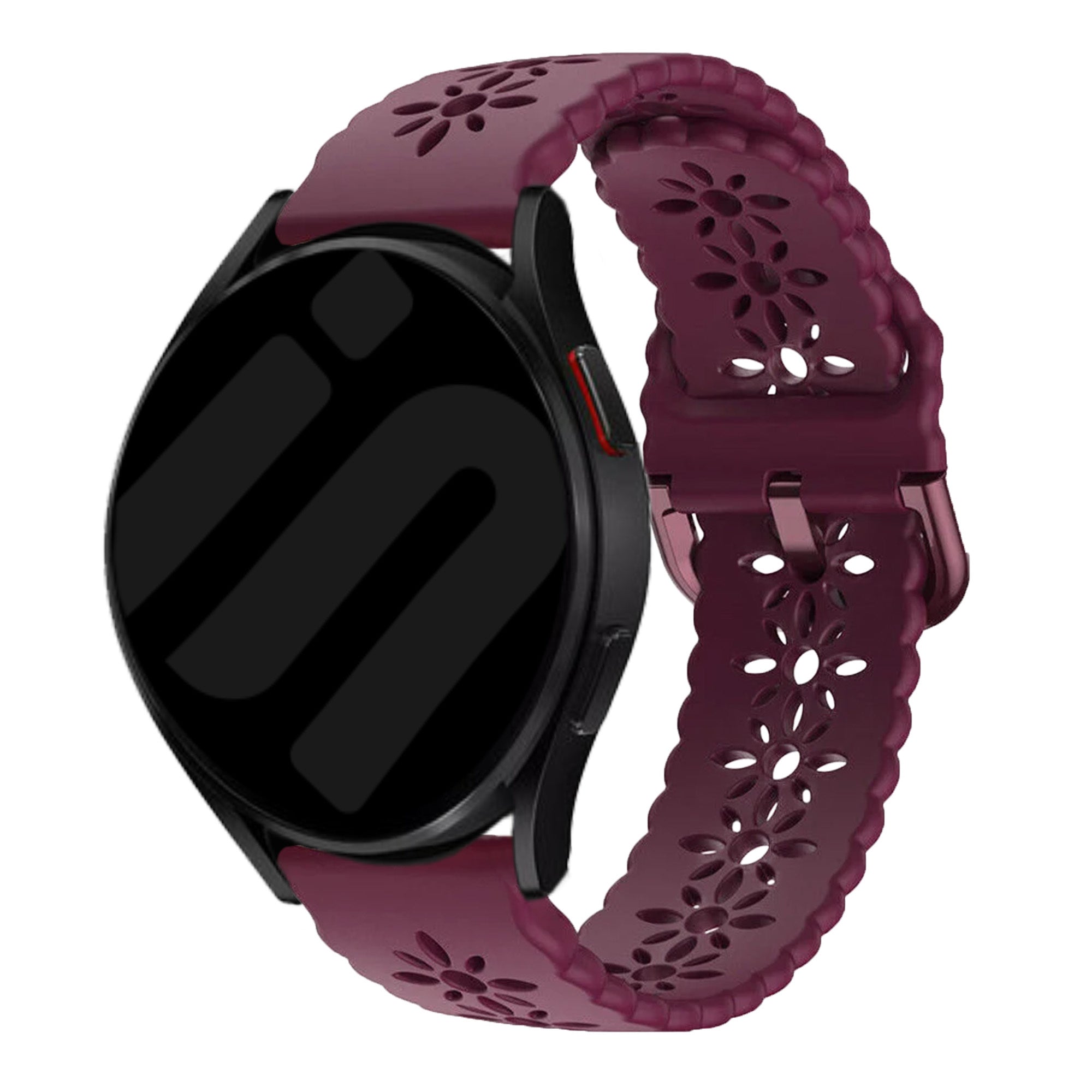 Patterned Silicone Strap, on a watch, 3/4 front view