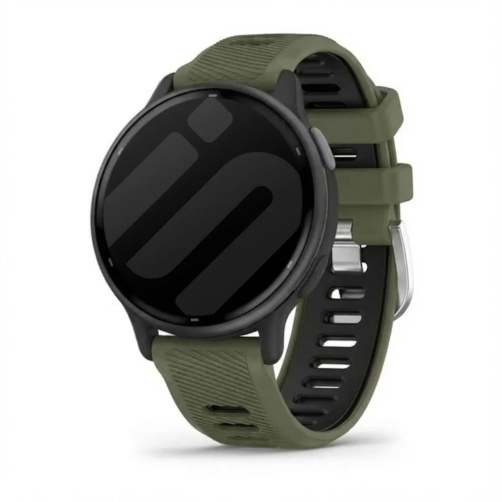 Silicone Buckled Sport Strap, on a watch, 3/4 front view