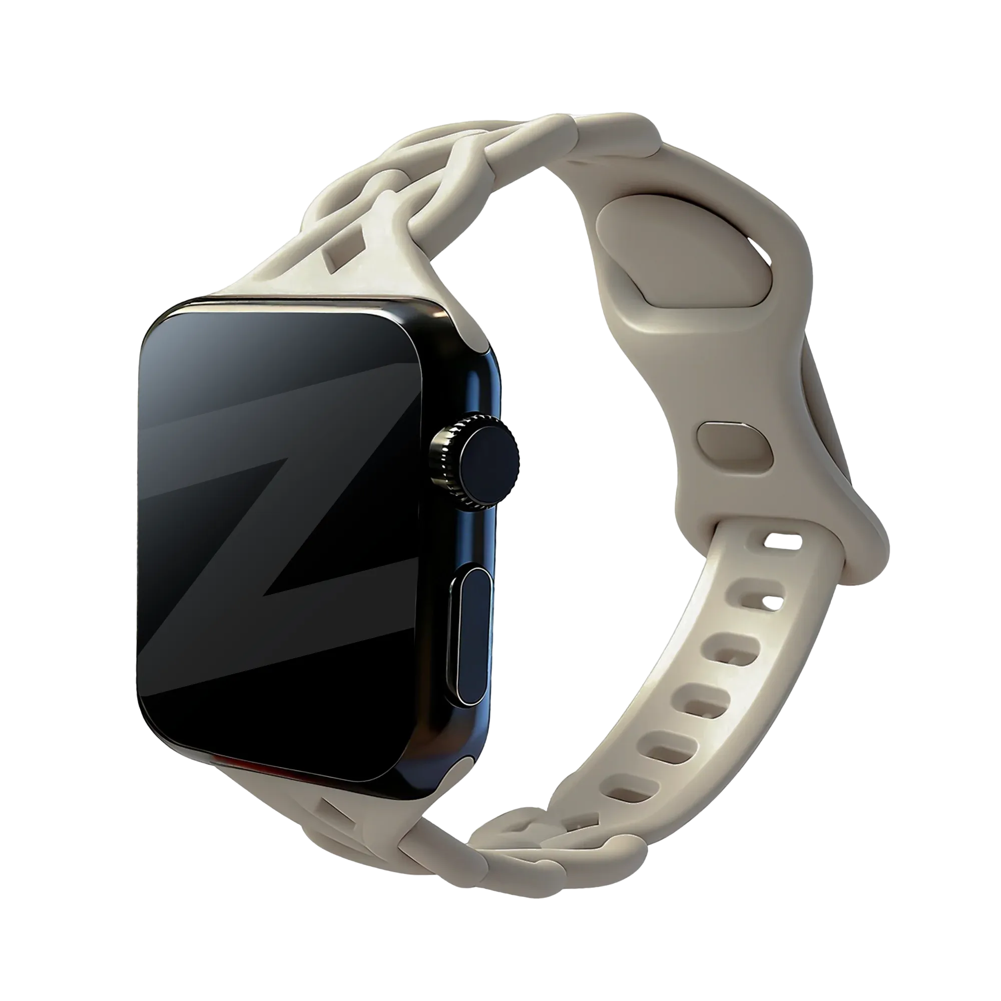 Bandz Apple Watch Silicone Strap 'Braided' (Light Beige)