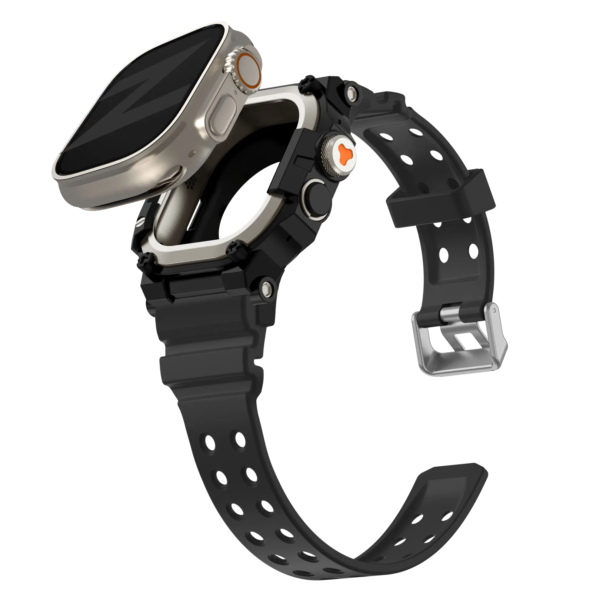 Bandz Correa TPU con funda Apple Watch Ultra (negro con titanio)