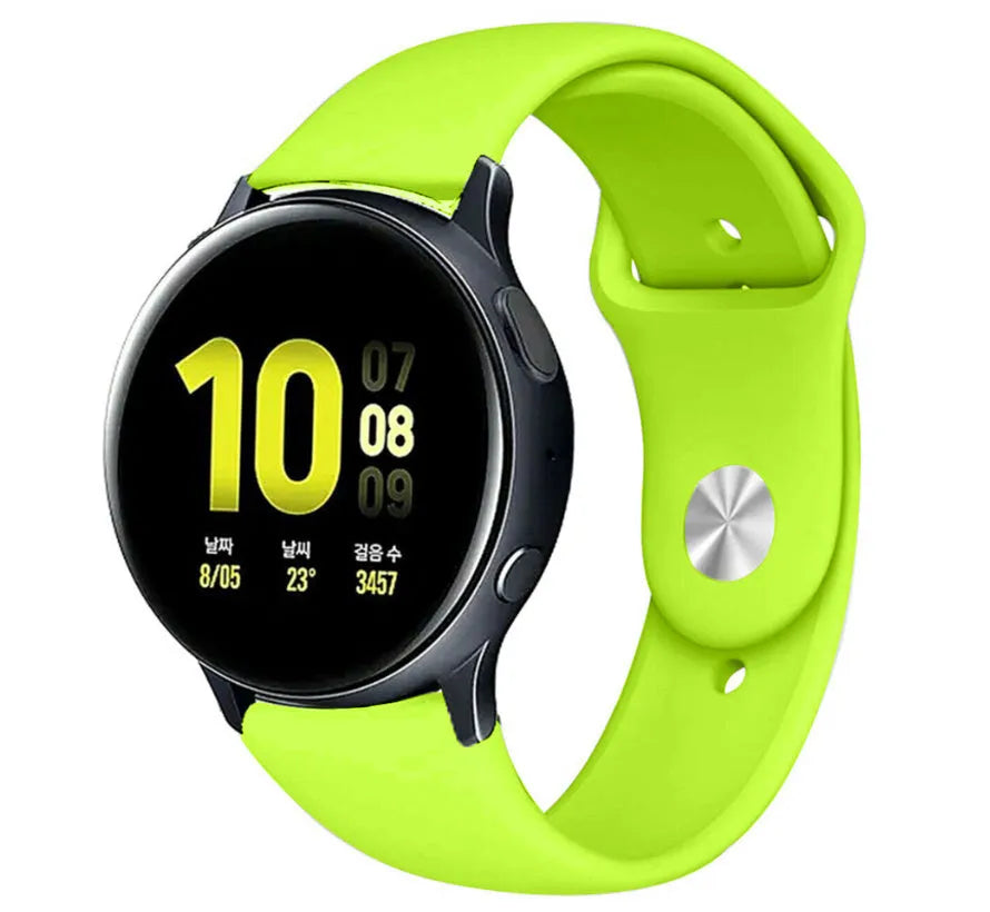 Silicone Sport Strap, light green, on a watch, 3/4 front view