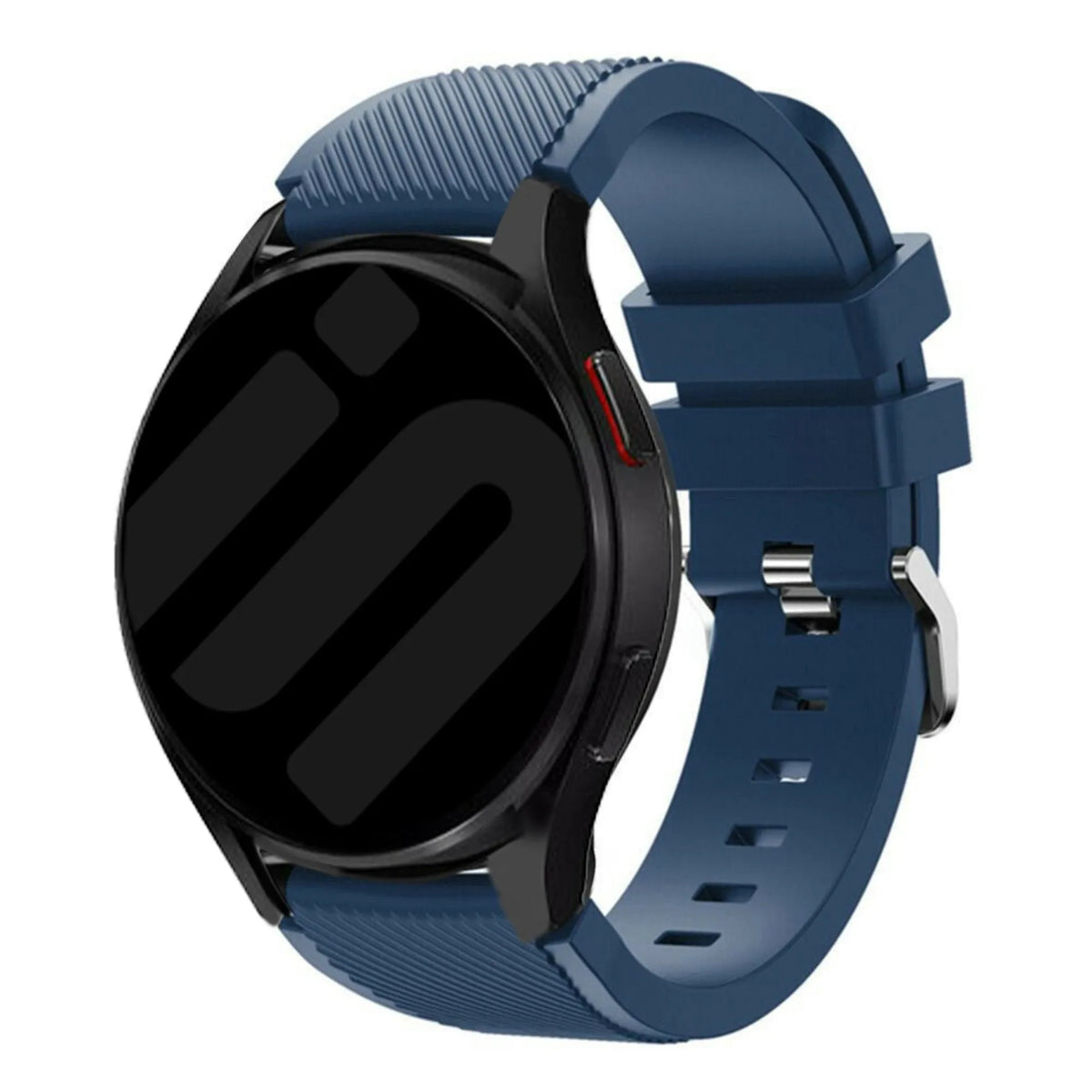 Twill Silicone Strap, dark blue, on a watch, 3/4 front view