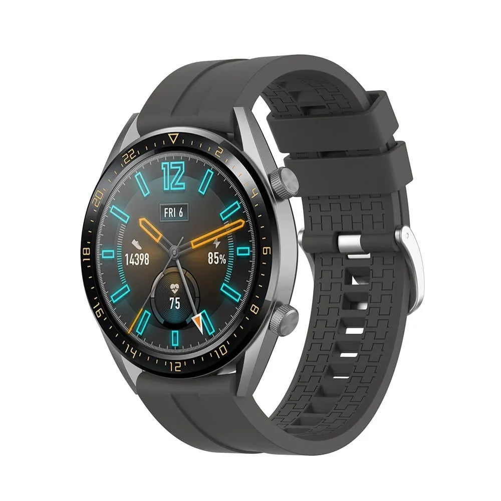 Silicone Strap 'Extreme', dark grey, on a watch, 3/4 front view