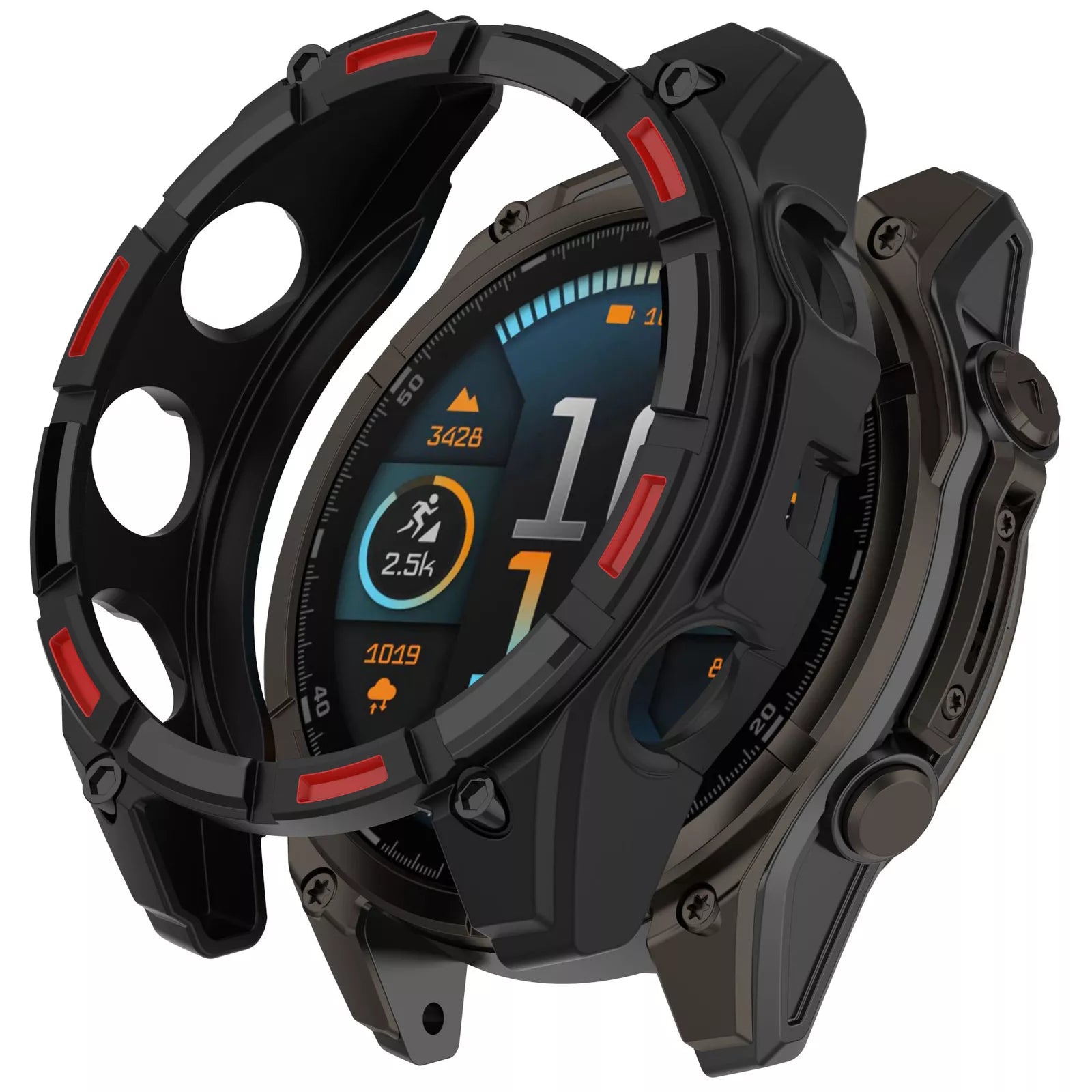 Funda TPU robusta Garmin Fenix 8 - 47mm SOLAR (negra/rojo)