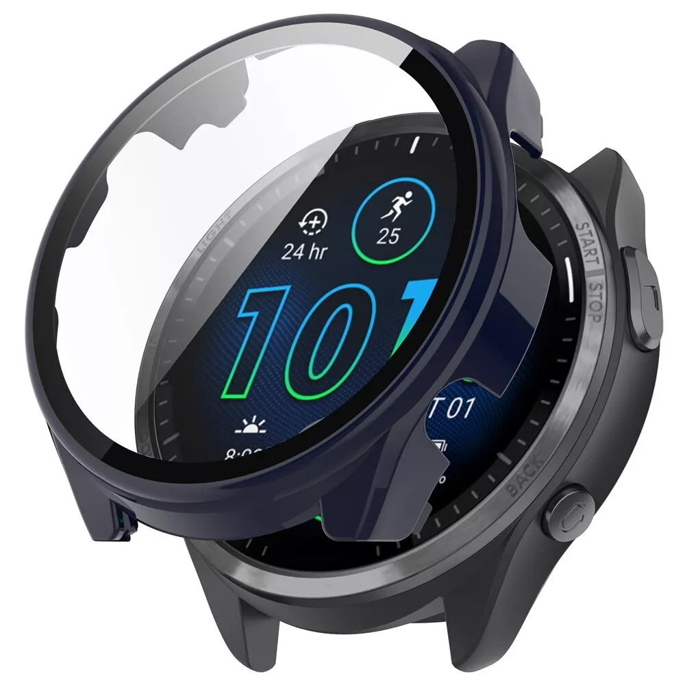 Funda rígida con vidrio Garmin Forerunner 965 (azul oscuro)