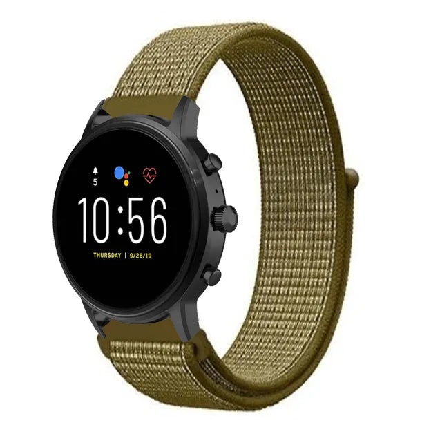 Correa nylon Fossil Gen 4 Explorist HR (verde oliva)