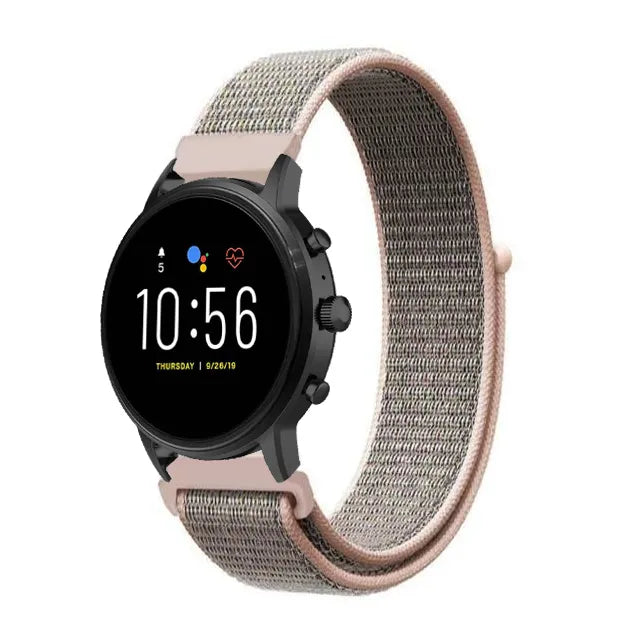 Correa nylon Fossil Gen 4 Explorist HR (gris/rosa)