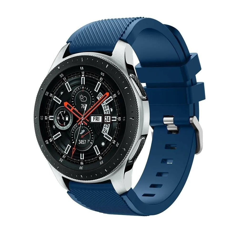 Twill Silicone Strap, dark blue, on a watch, 3/4 front view