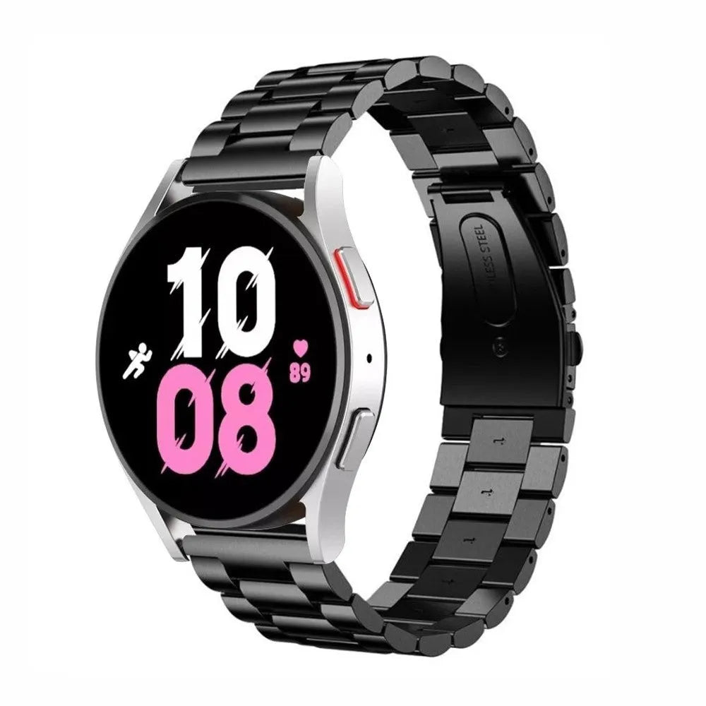 Steel Strap, black, on a watch, 3/4 front view