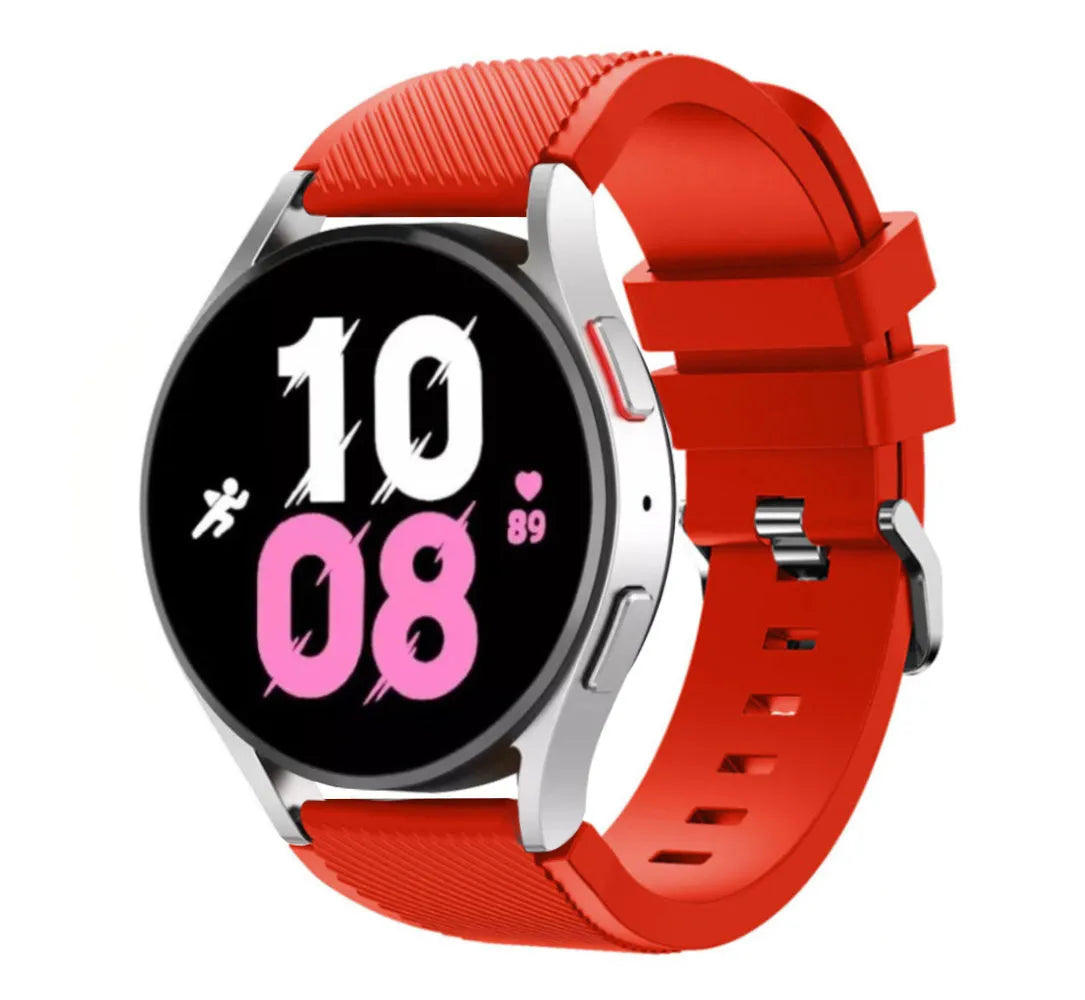 Twill Silicone Strap, red, on a watch, 3/4 front view
