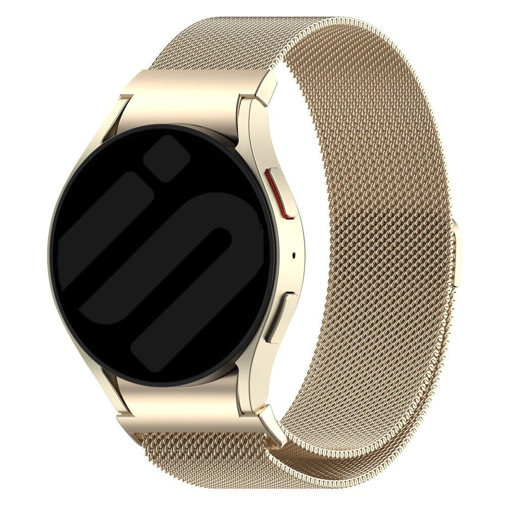 Milanese Strap 'One Push', champagne, on a watch, 3/4 front view