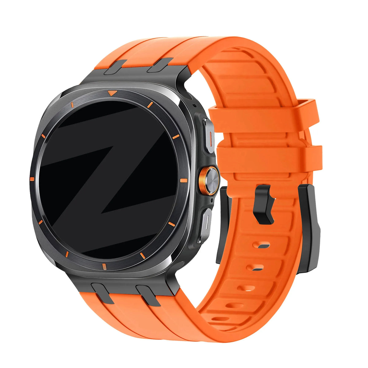 Silicone Strap 'Luxe Liquid', on a watch, 3/4 front view