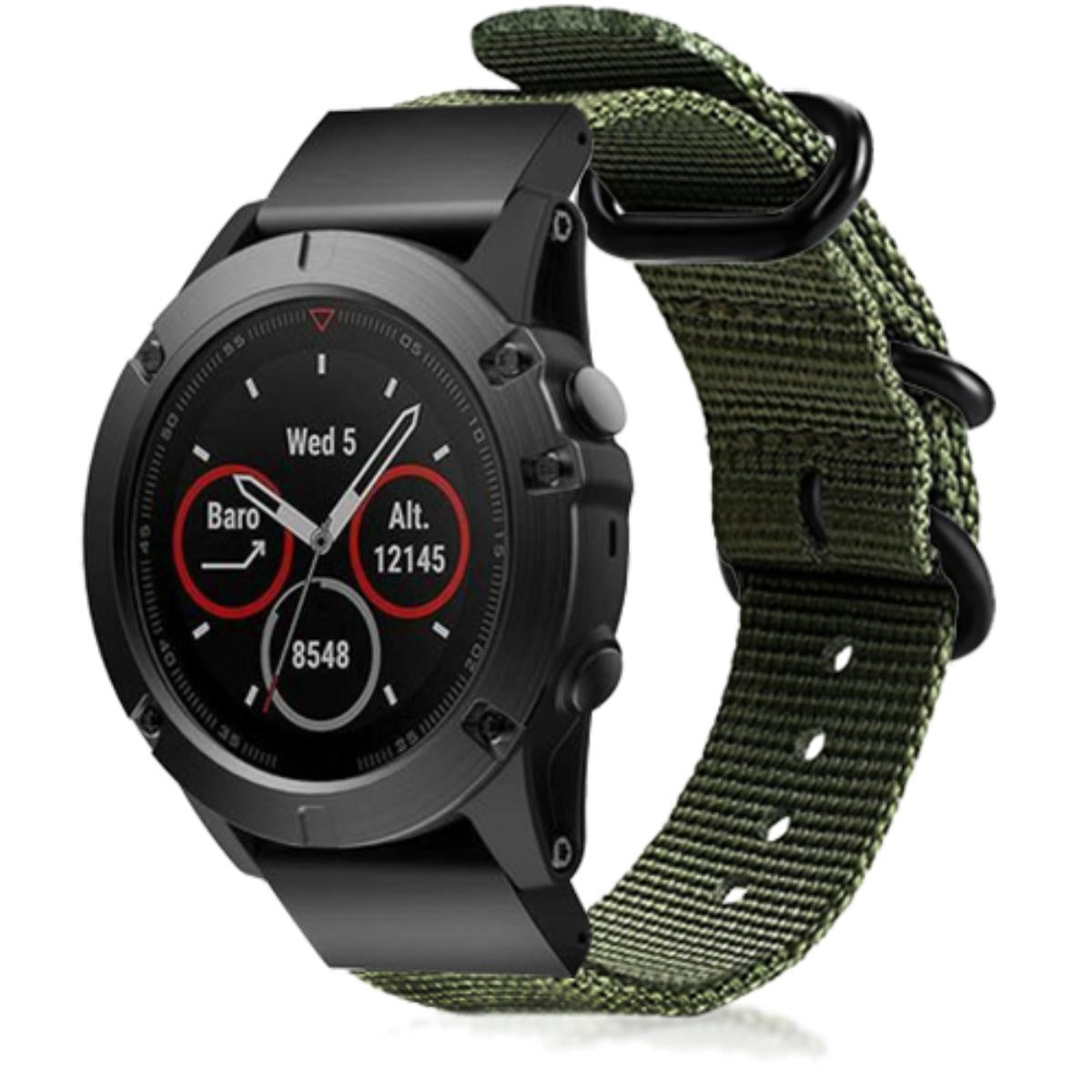 Correa nylon con hebilla Garmin Fenix 5/6 (verde)