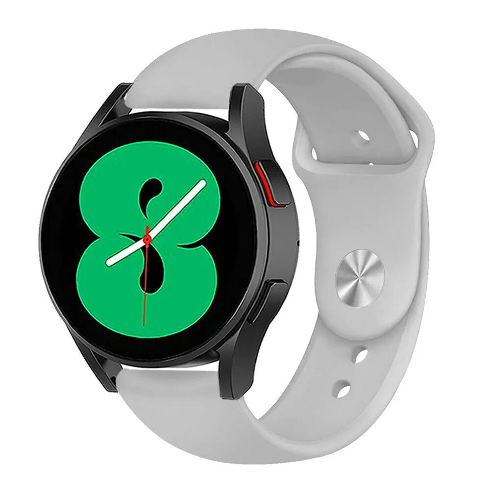 Silicone Sport Strap, grey, on a watch, 3/4 front view