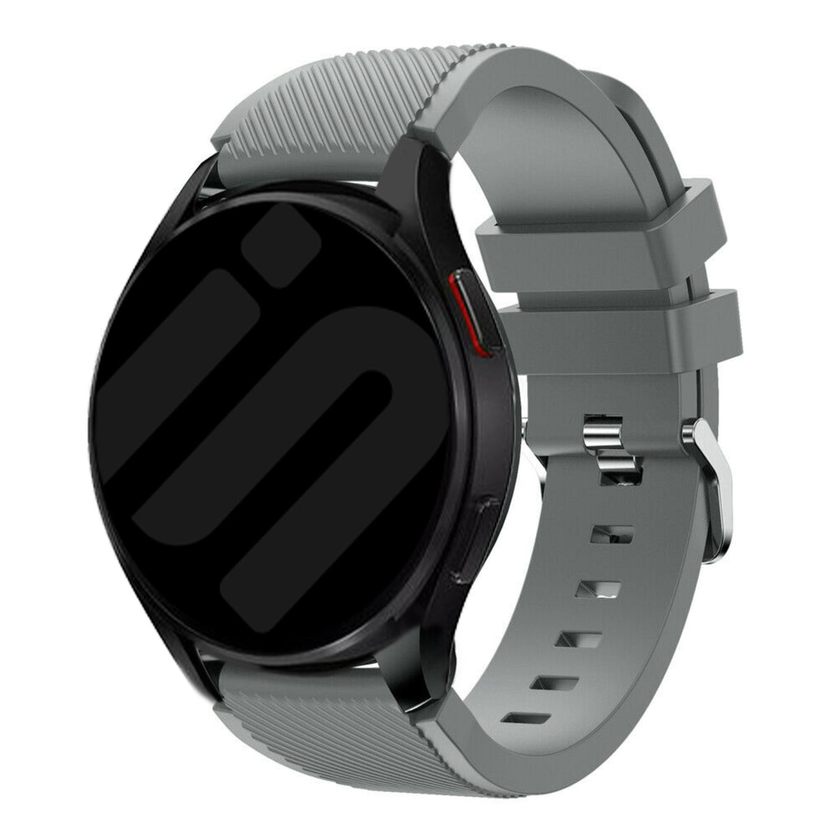 Twill Silicone Strap, grey, on a watch, 3/4 front view
